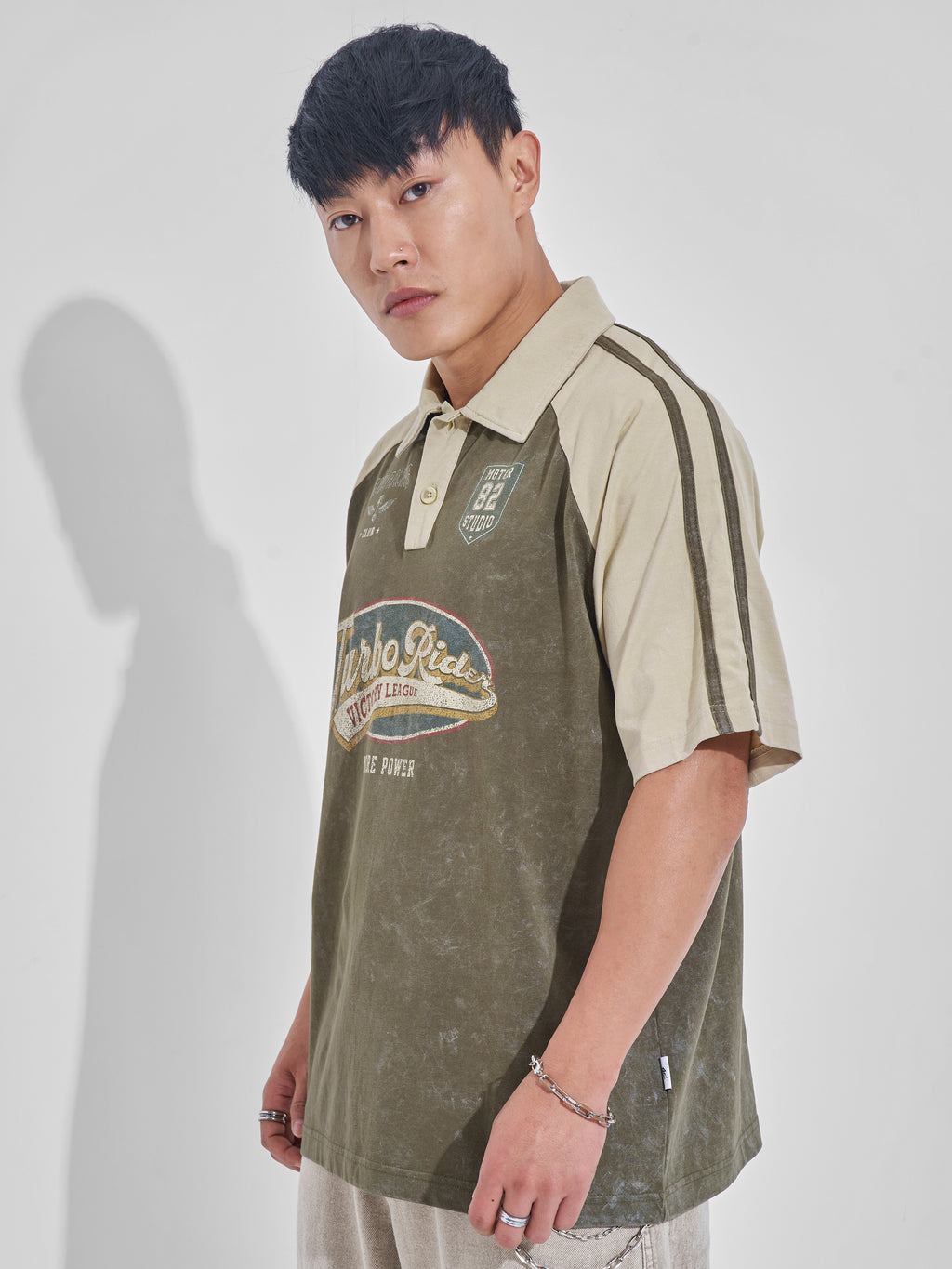 Highlander Men Olive Printed Polo Collar T-Shirt - Olive - Image 4