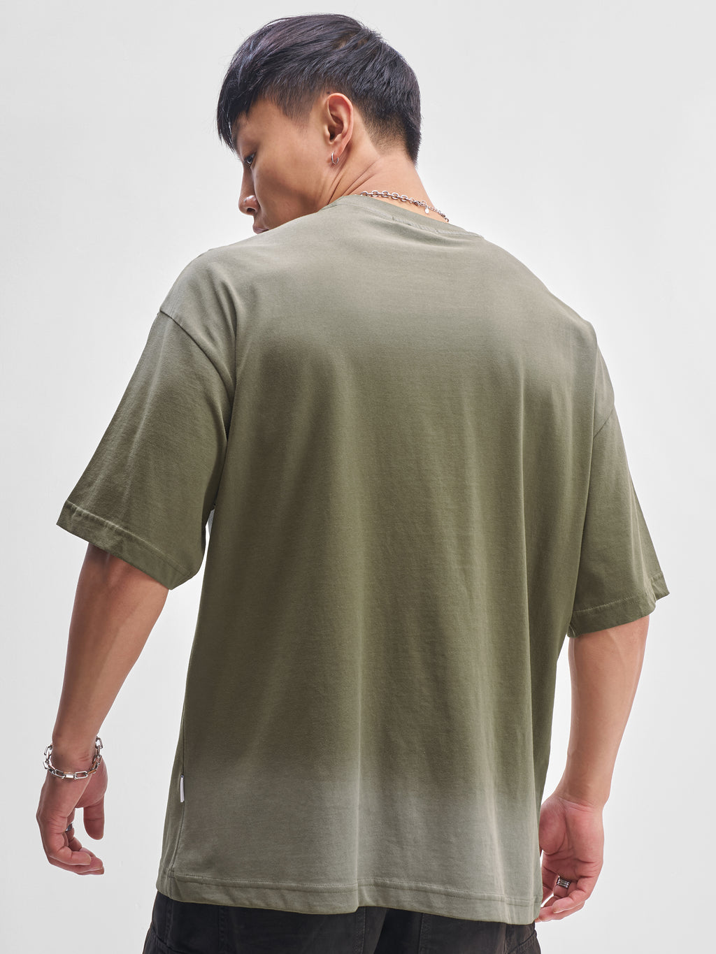 Highlander Men Olive Printed Round Neck Oversized Fit T-Shirt - Olive - Image 3