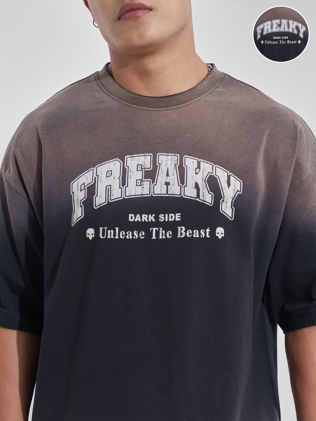 Highlander Men Navy Blue Printed Round Neck Oversized Fit T-Shirt - Navy Blue - Image 5