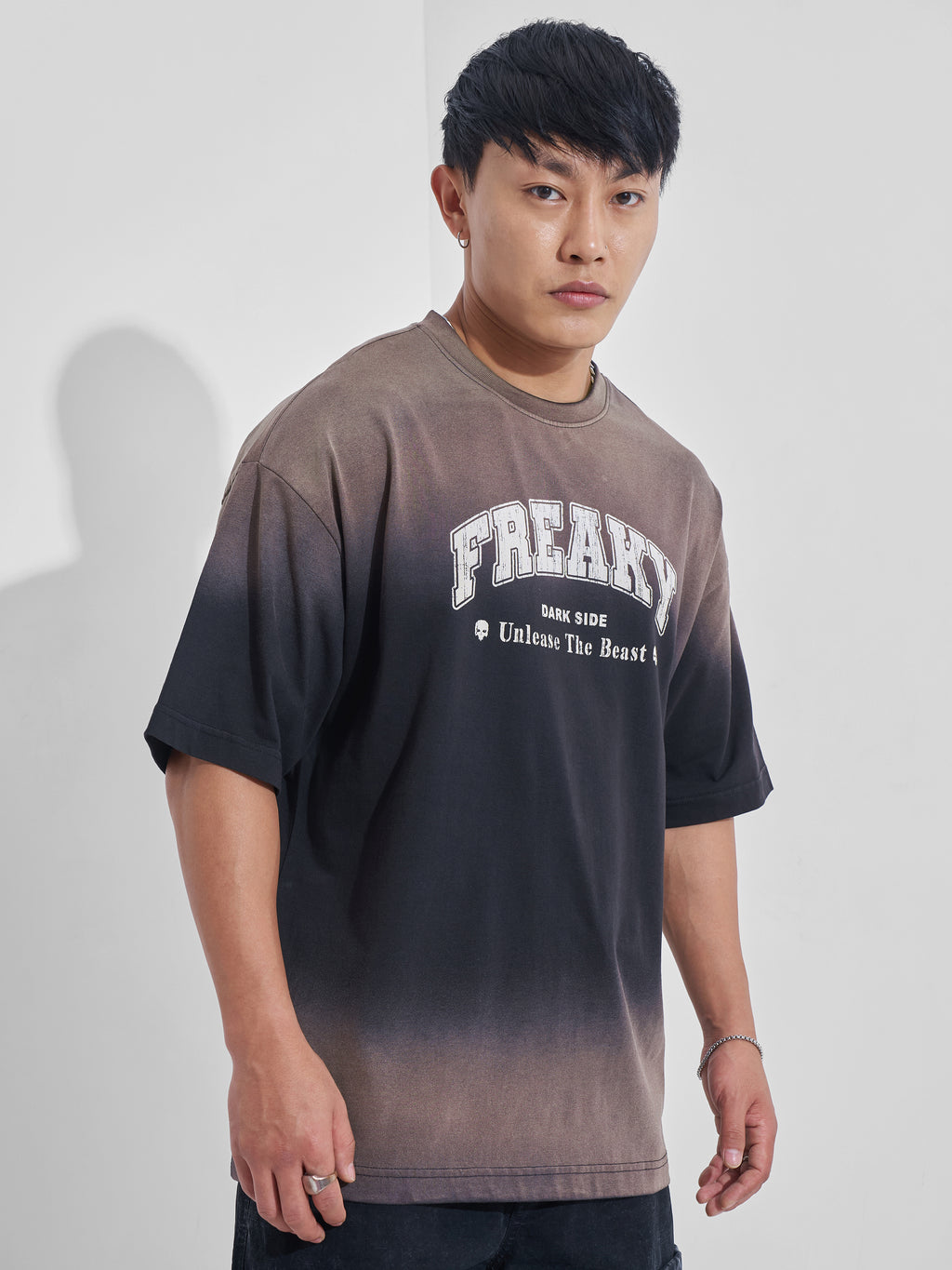 Highlander Men Navy Blue Printed Round Neck Oversized Fit T-Shirt - Navy Blue - Image 6
