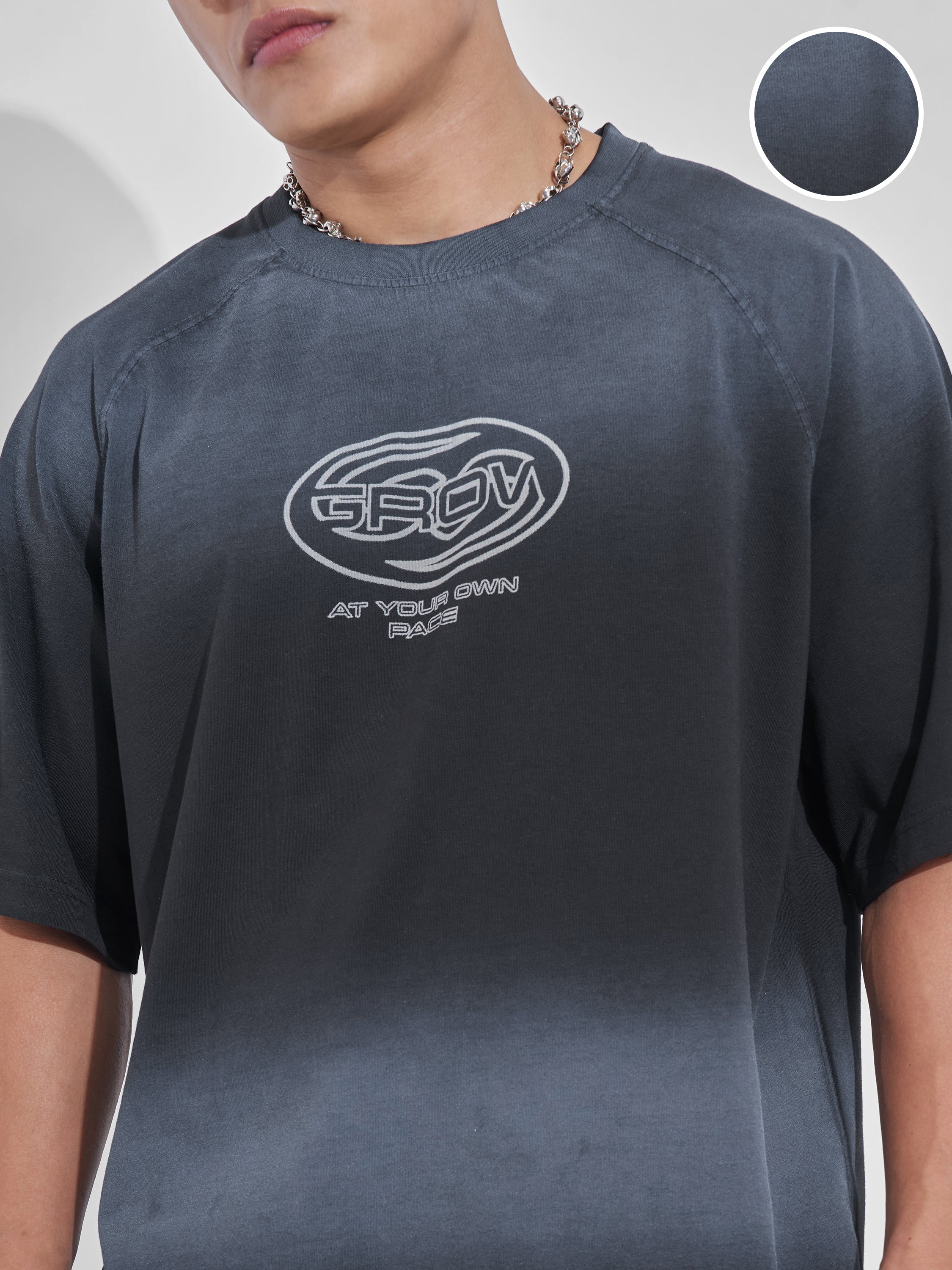 Highlander Men Black Printed Round Neck Oversized Fit T-Shirt - Black - Image 5
