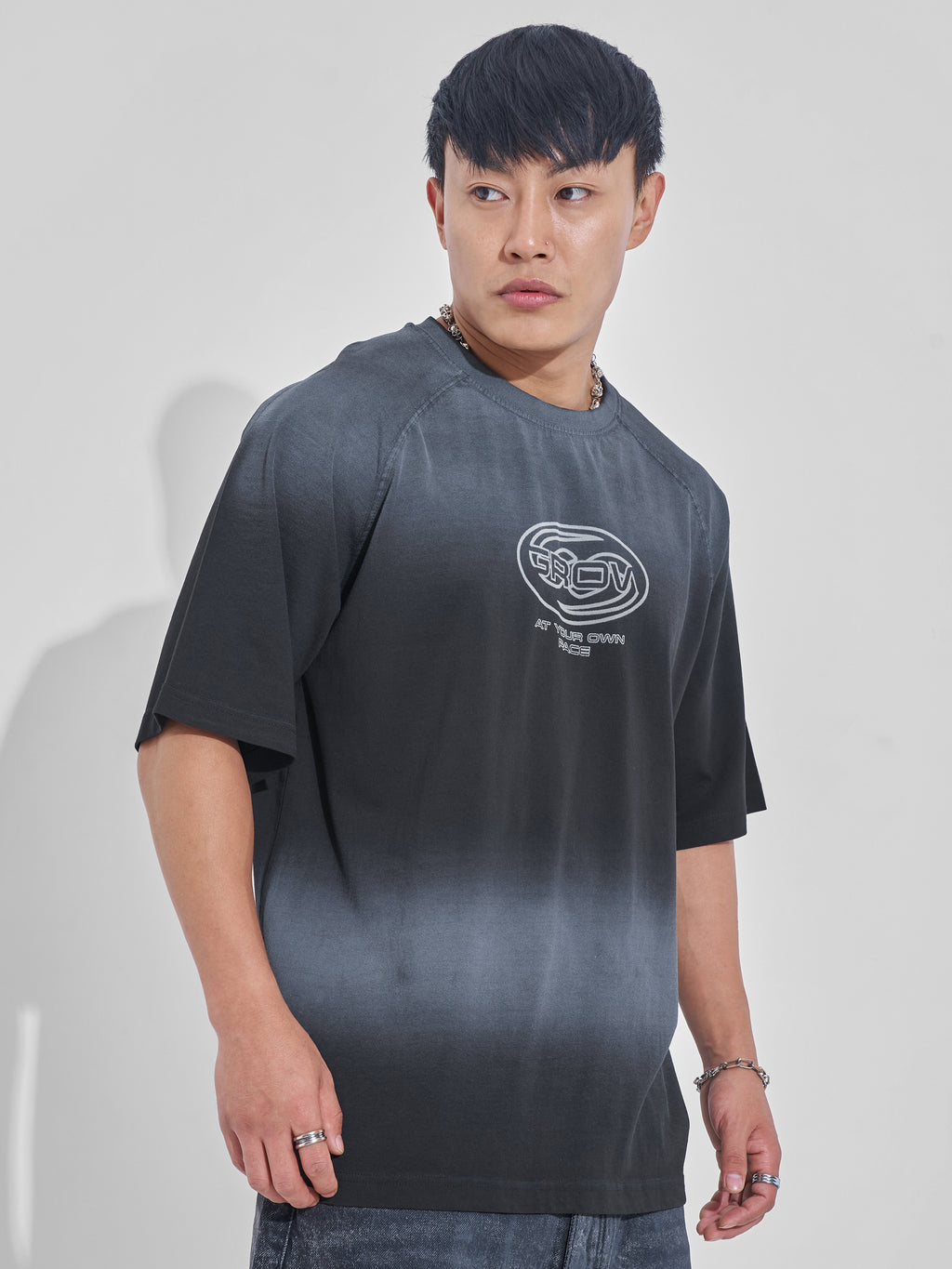 Highlander Men Black Printed Round Neck Oversized Fit T-Shirt - Black - Image 6