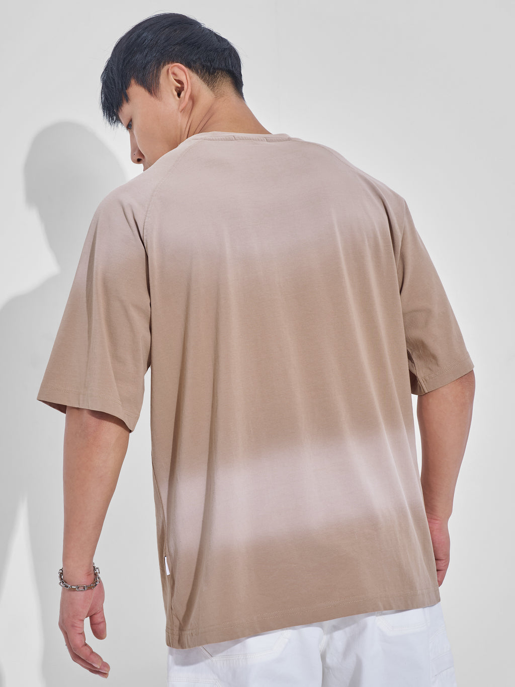 Highlander Men Tan Printed Round Neck Oversized Fit T-Shirt - Tan - Image 3