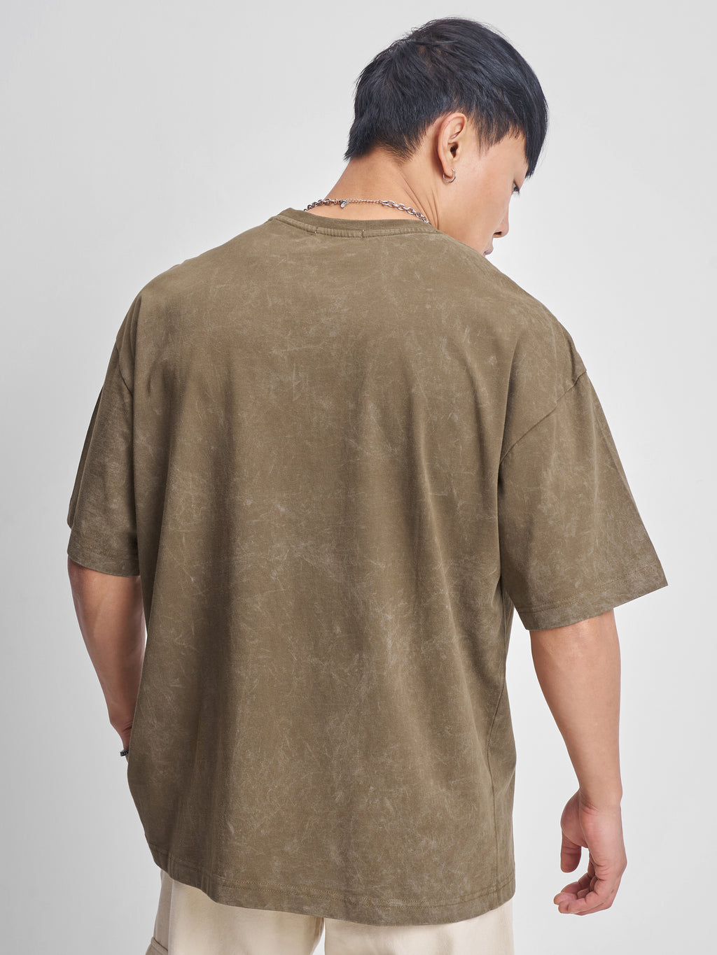 Highlander Men Khaki Printed Round Neck Oversized Fit T-Shirt - Khaki - Image 3