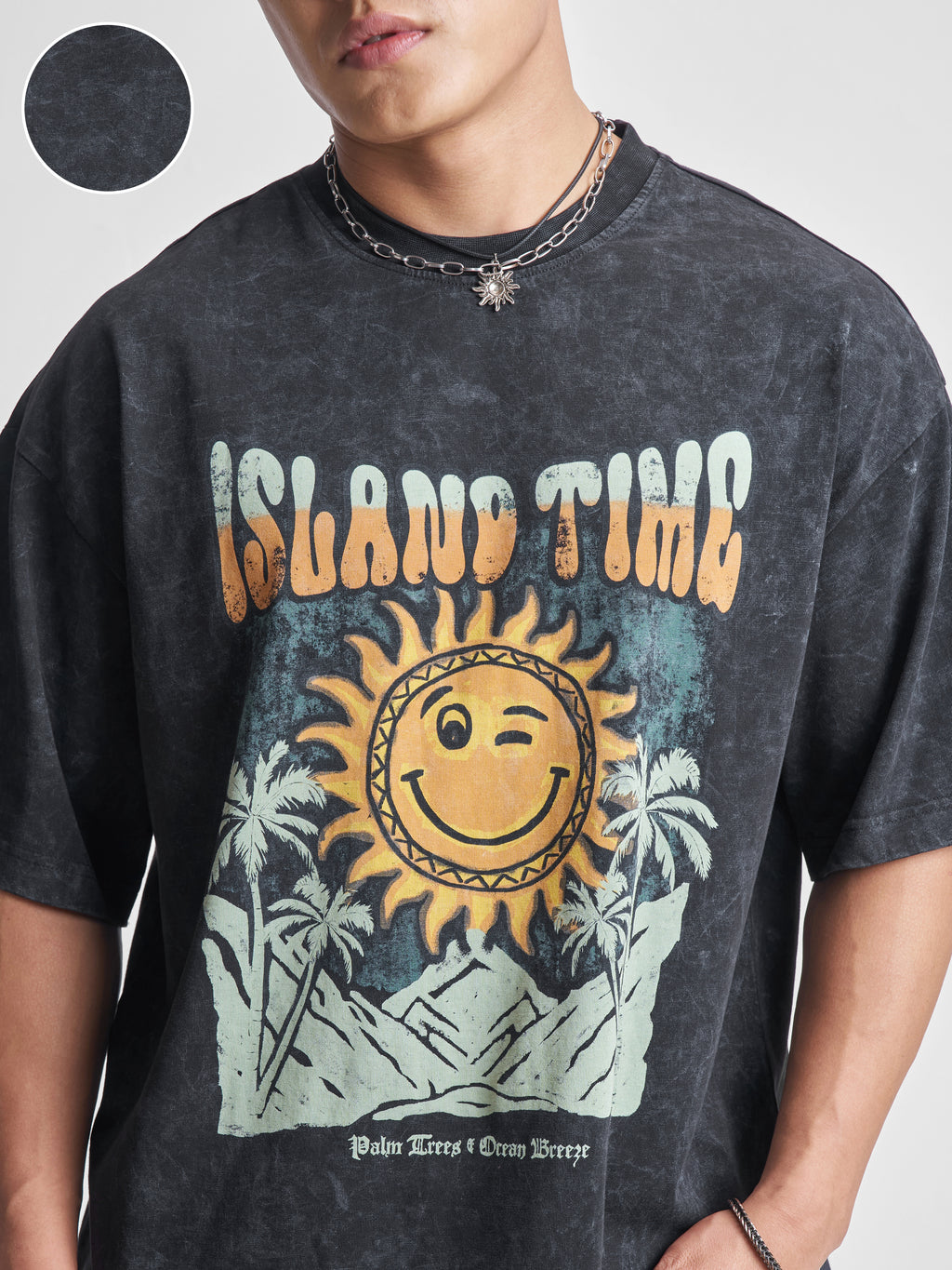 Highlander Men Black Printed Round Neck Oversized Fit T-Shirt - Black - Image 5