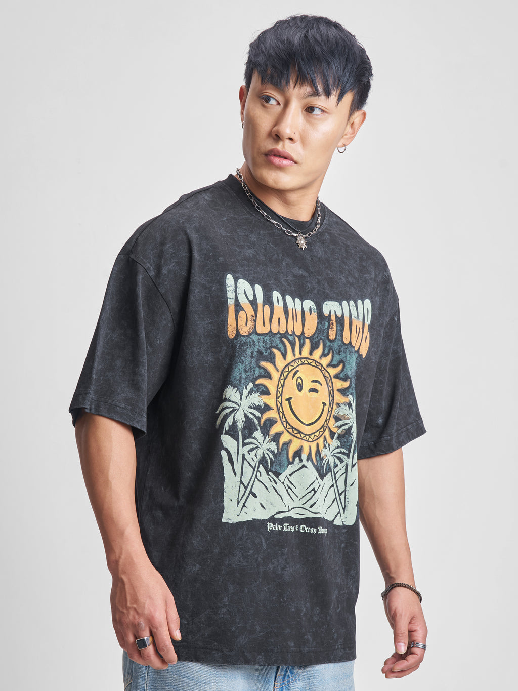 Highlander Men Black Printed Round Neck Oversized Fit T-Shirt - Black - Image 6