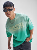 Highlander Men Turquoise Printed Round Neck Oversized Fit T-Shirt - Turquoise - Image 1