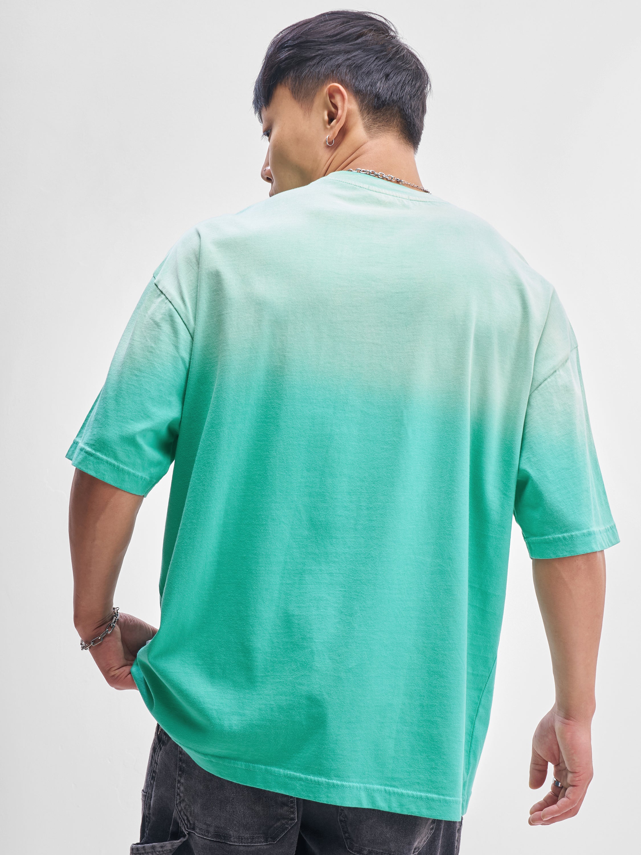 Highlander Men Turquoise Printed Round Neck Oversized Fit T-Shirt - Turquoise - Image 3