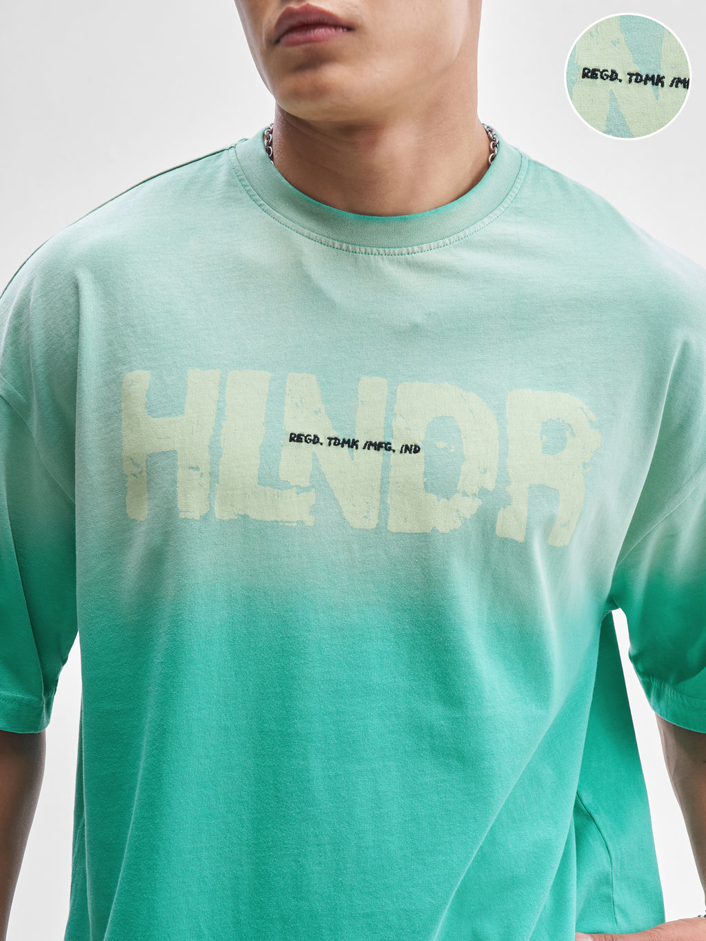 Highlander Men Turquoise Printed Round Neck Oversized Fit T-Shirt - Turquoise - Image 5