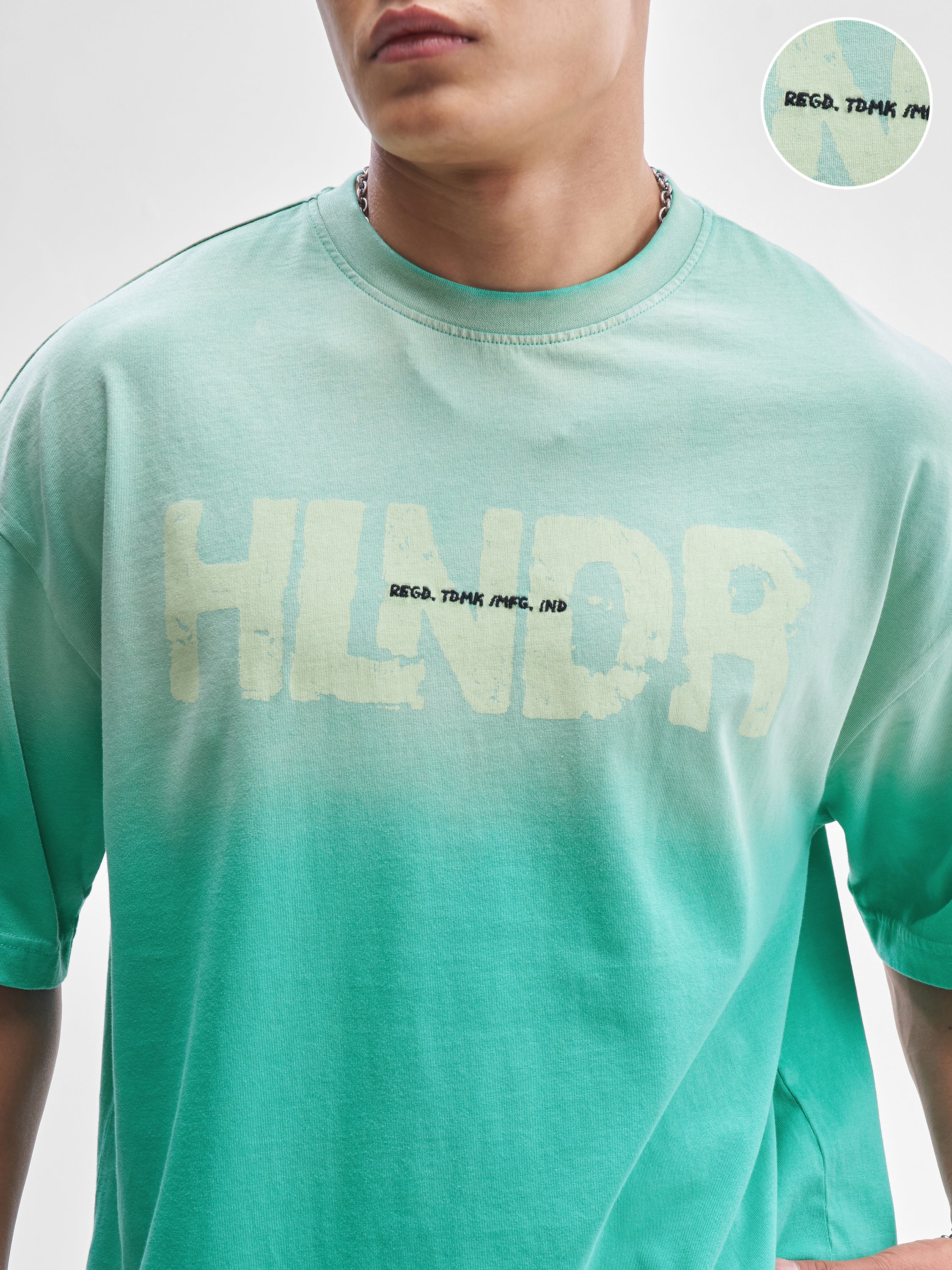Highlander Men Turquoise Printed Round Neck Oversized Fit T-Shirt - Turquoise - Image 5