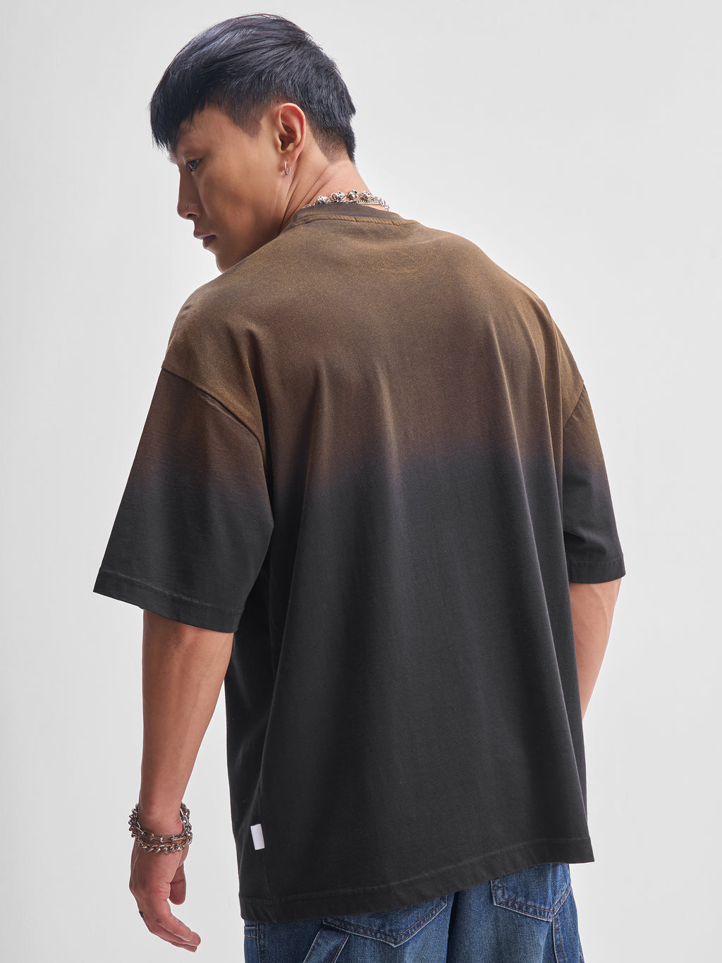 Highlander Men Black Printed Round Neck Oversized Fit T-Shirt - Black - Image 3