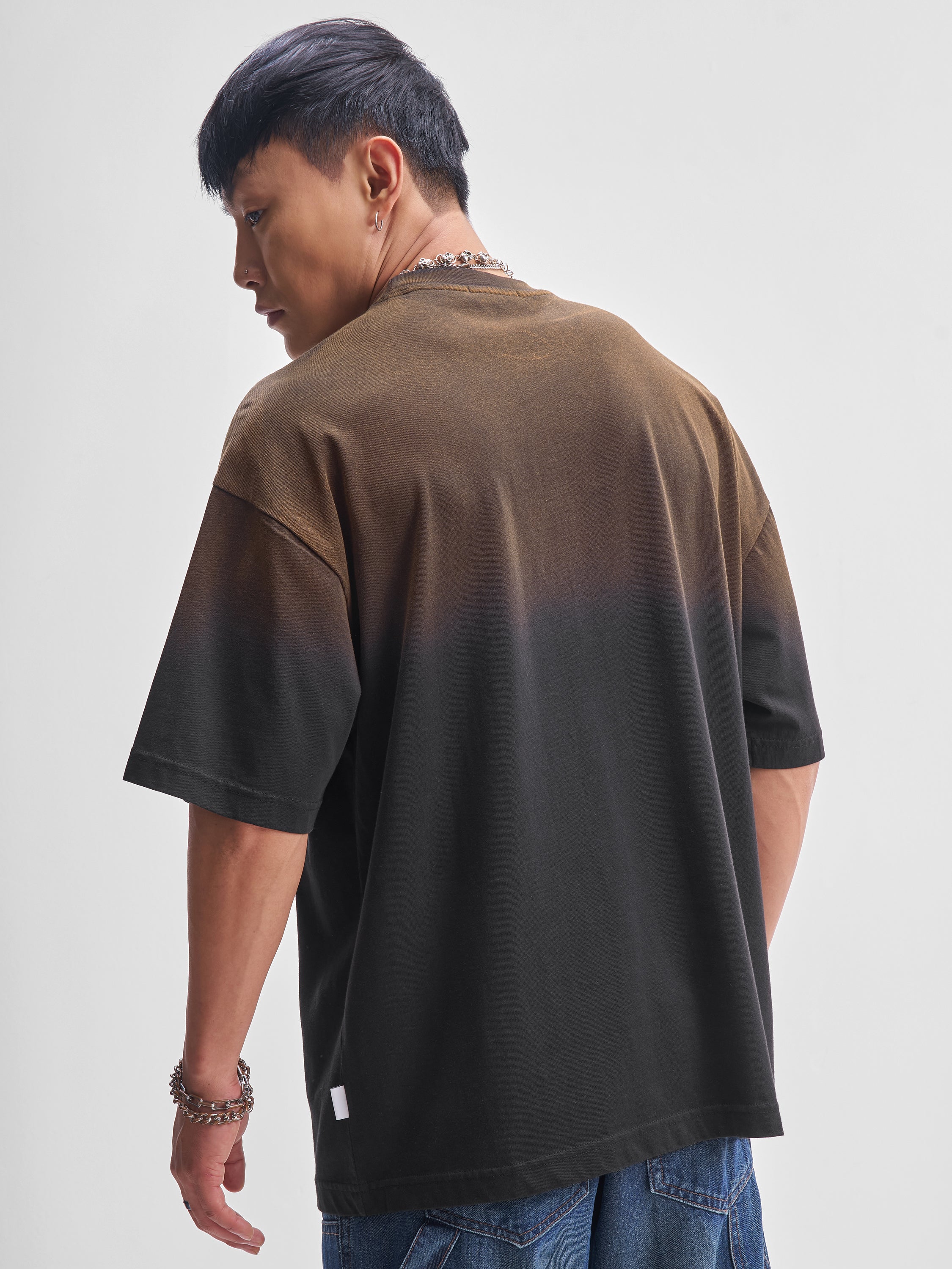 Highlander Men Black Printed Round Neck Oversized Fit T-Shirt - Black - Image 3