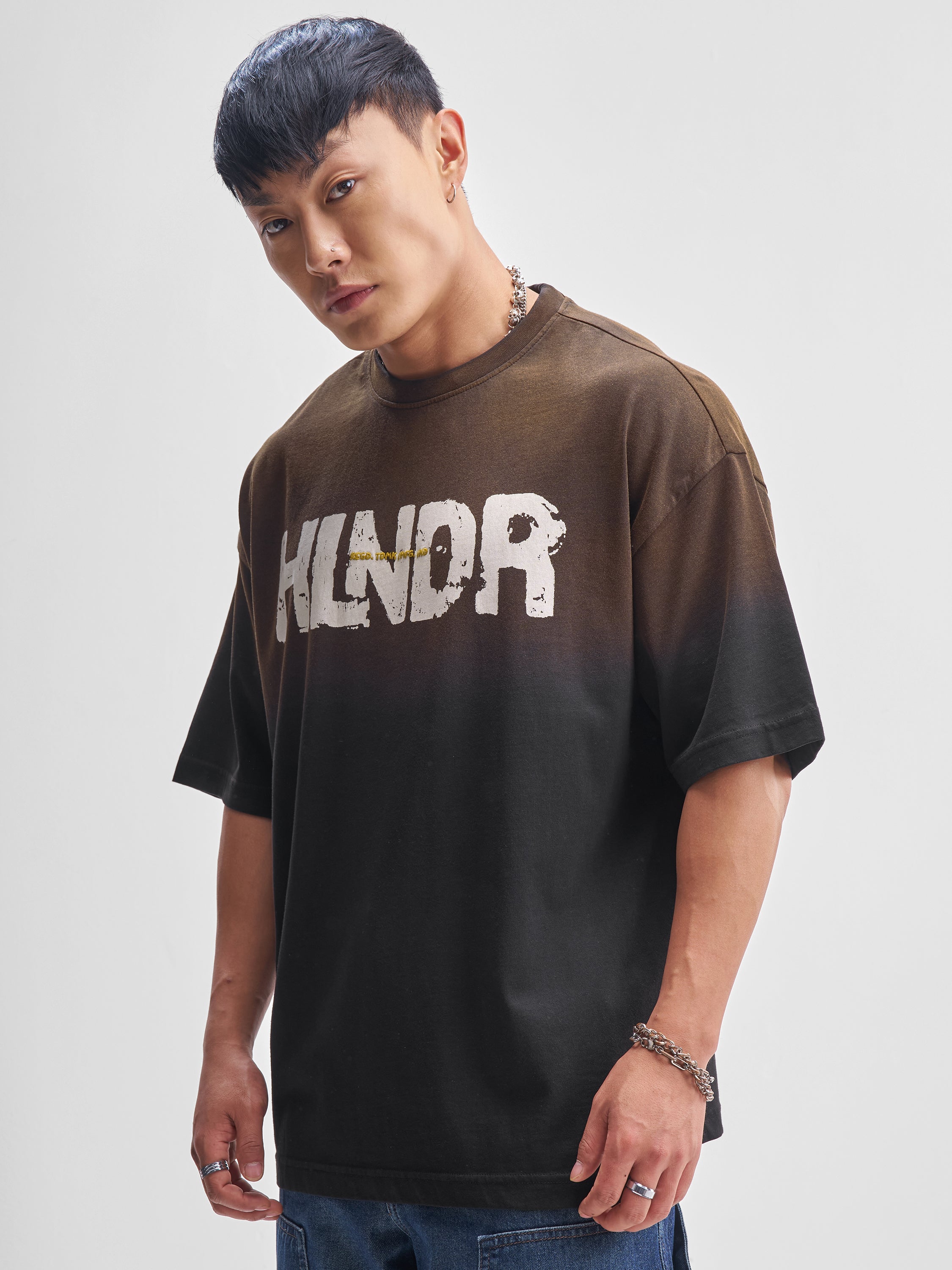 Highlander Men Black Printed Round Neck Oversized Fit T-Shirt - Black - Image 4