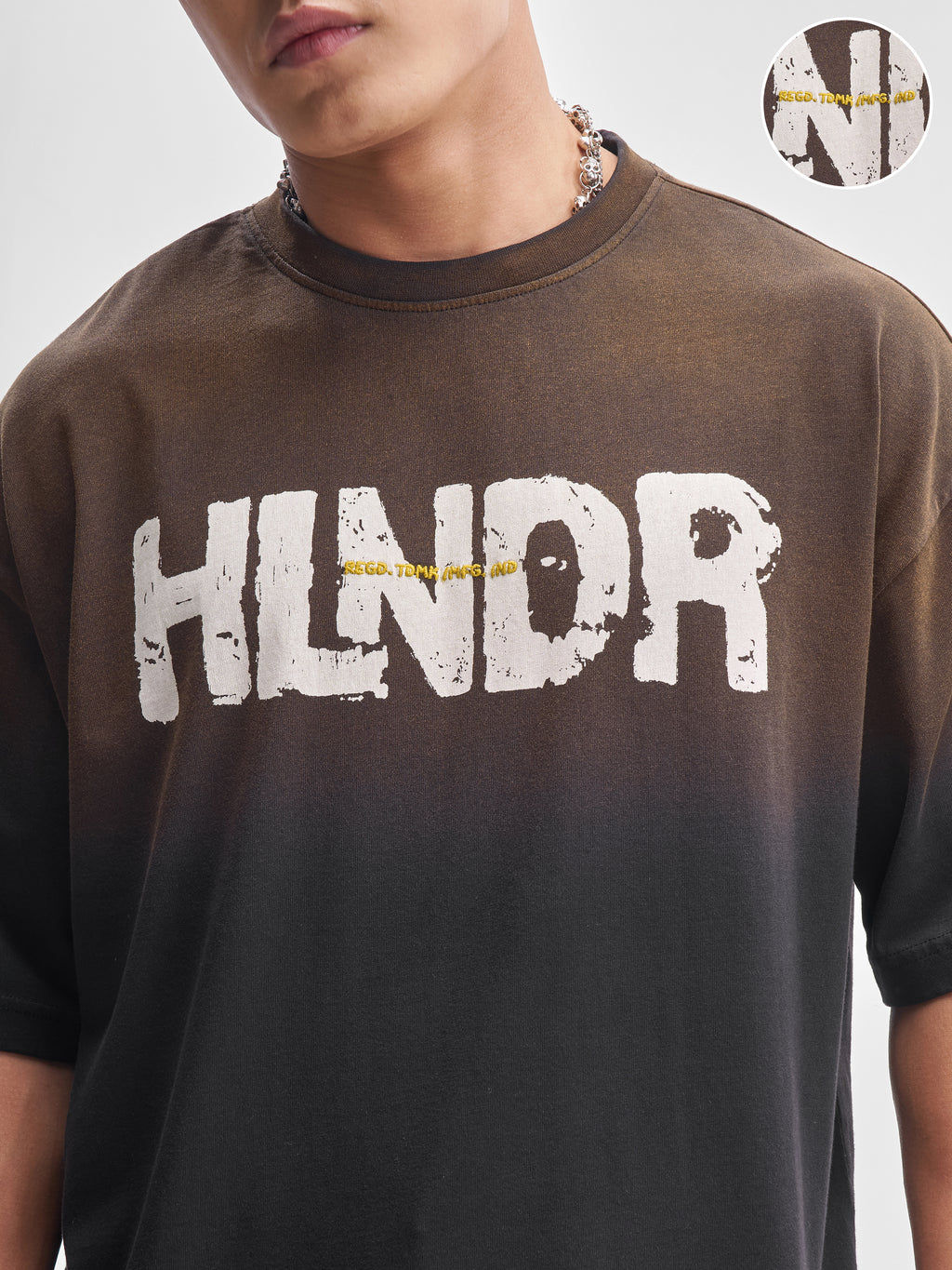 Highlander Men Black Printed Round Neck Oversized Fit T-Shirt - Black - Image 5