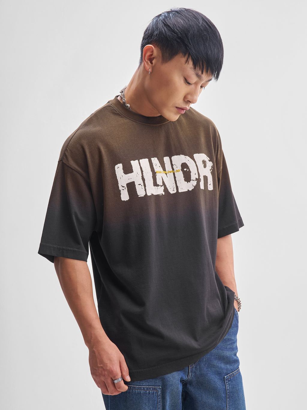 Highlander Men Black Printed Round Neck Oversized Fit T-Shirt - Black - Image 6
