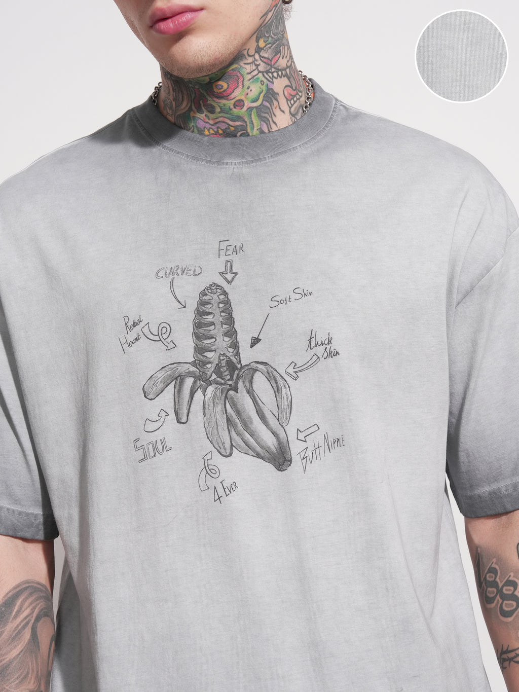 Highlander Men Grey Printed Round Neck Oversized Fit T-Shirt - Grey - Image 5