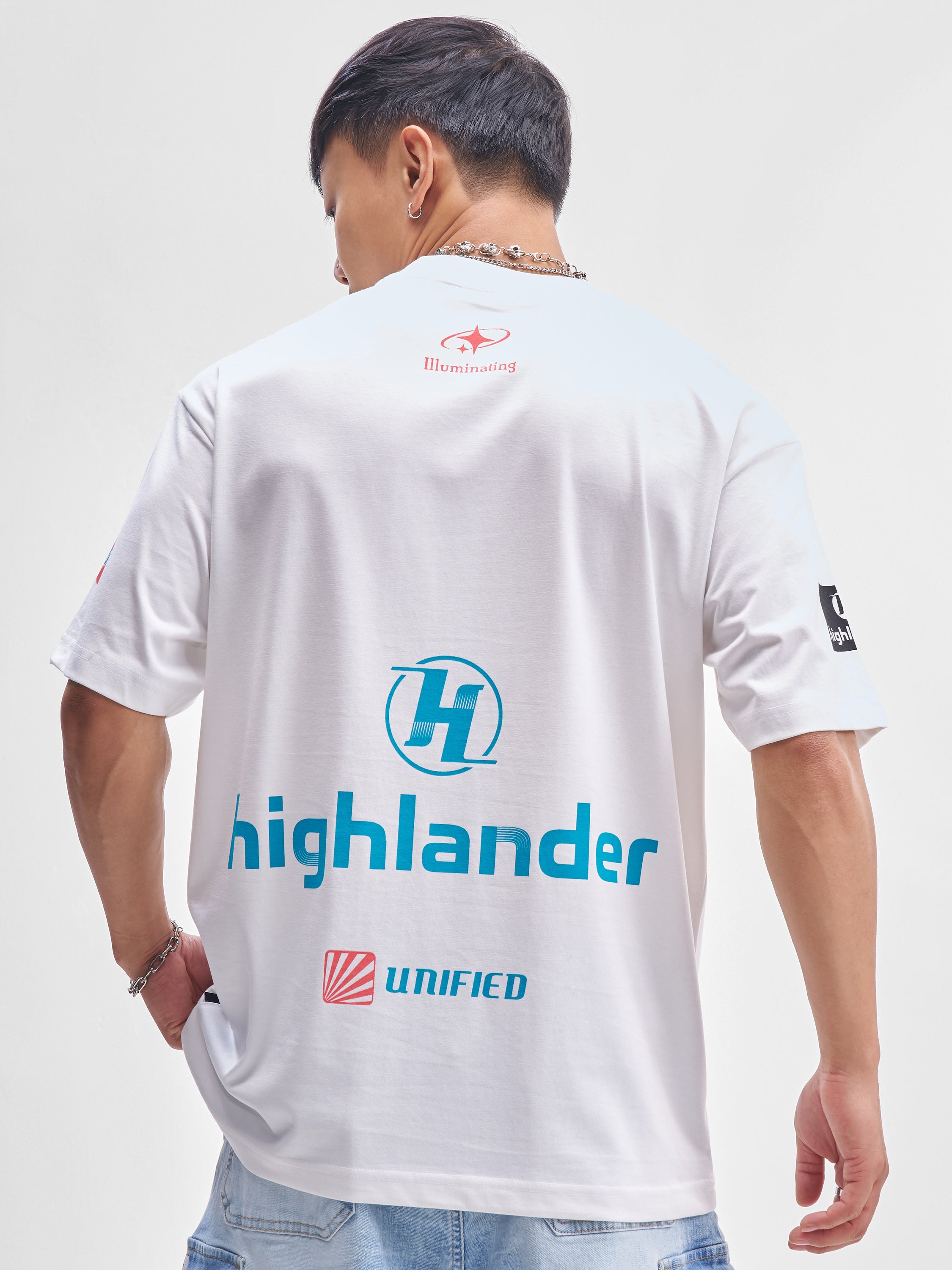 Highlander Men White Printed Round Neck T-Shirt - White - Image 3