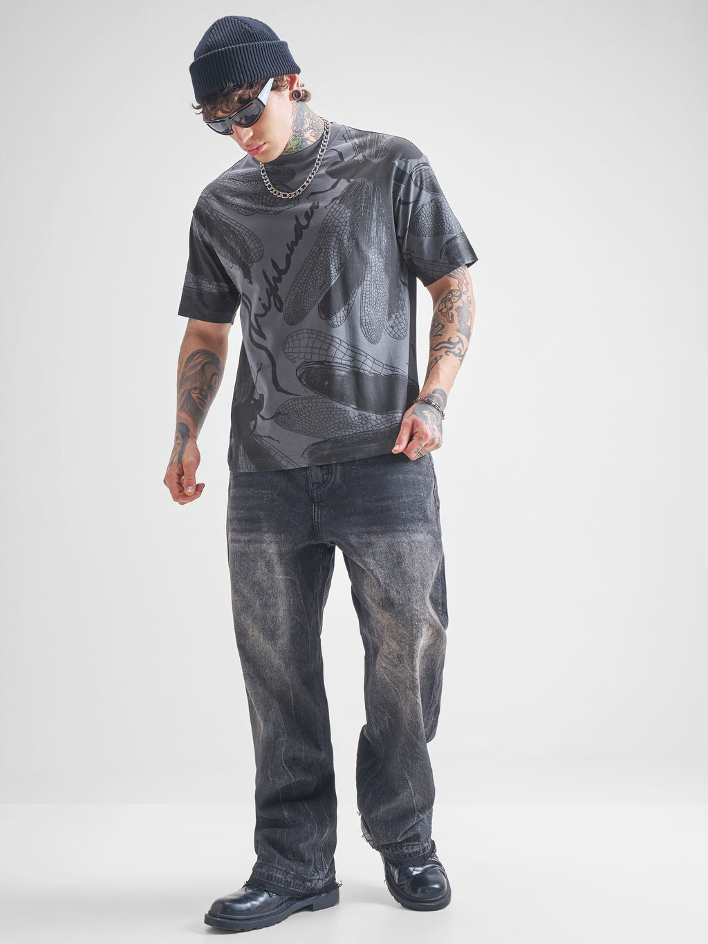 Highlander Men Grey Printed Round Neck T-Shirt - Grey - Image 2