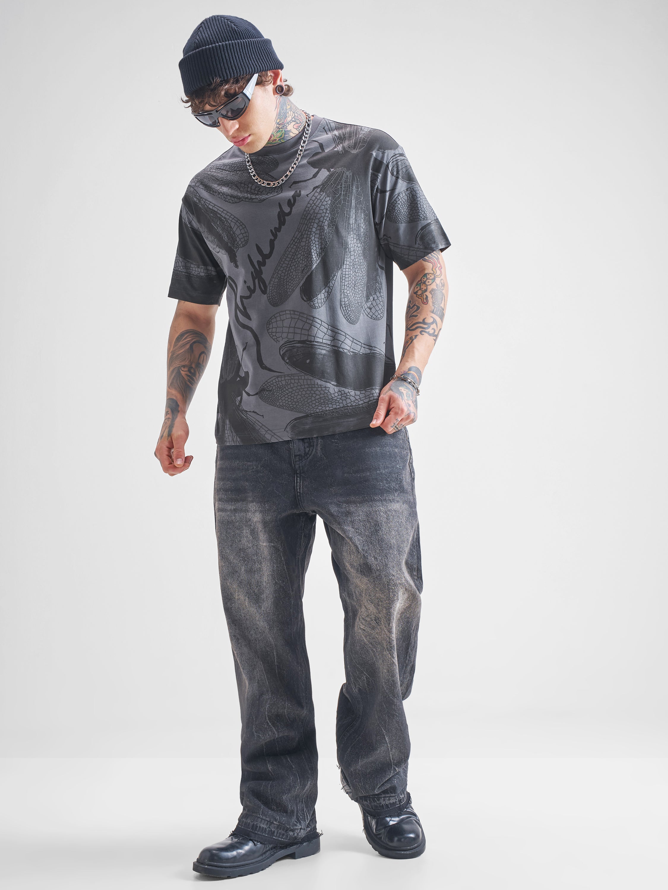 Highlander Men Grey Printed Round Neck T-Shirt - Grey - Image 2