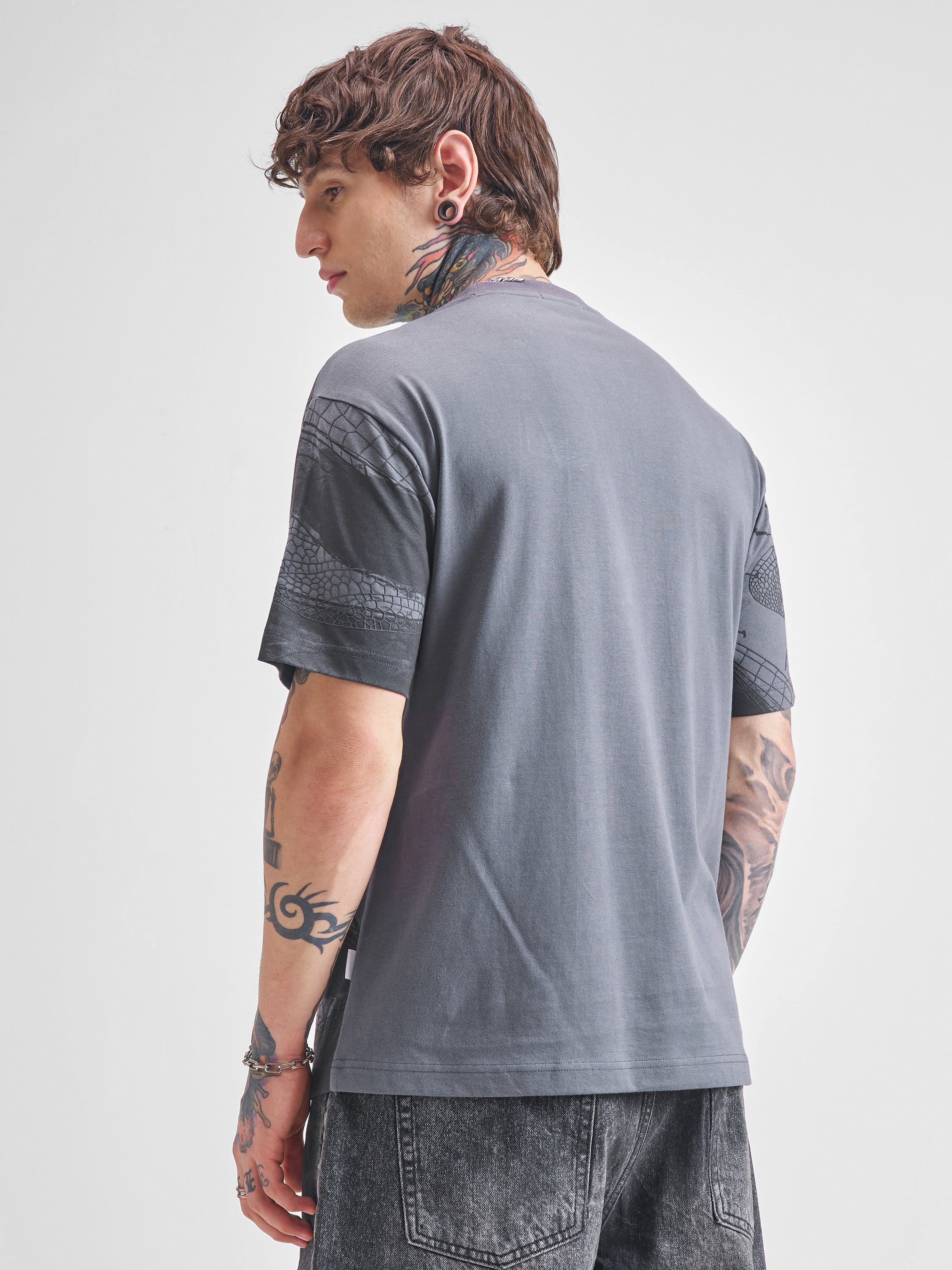 Highlander Men Grey Printed Round Neck T-Shirt - Grey - Image 3