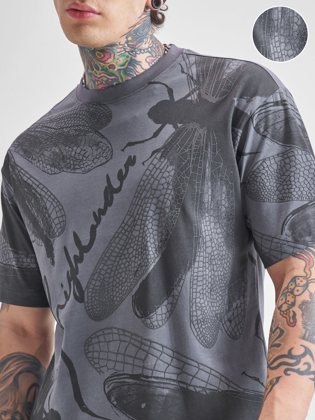 Highlander Men Grey Printed Round Neck T-Shirt - Grey - Image 5