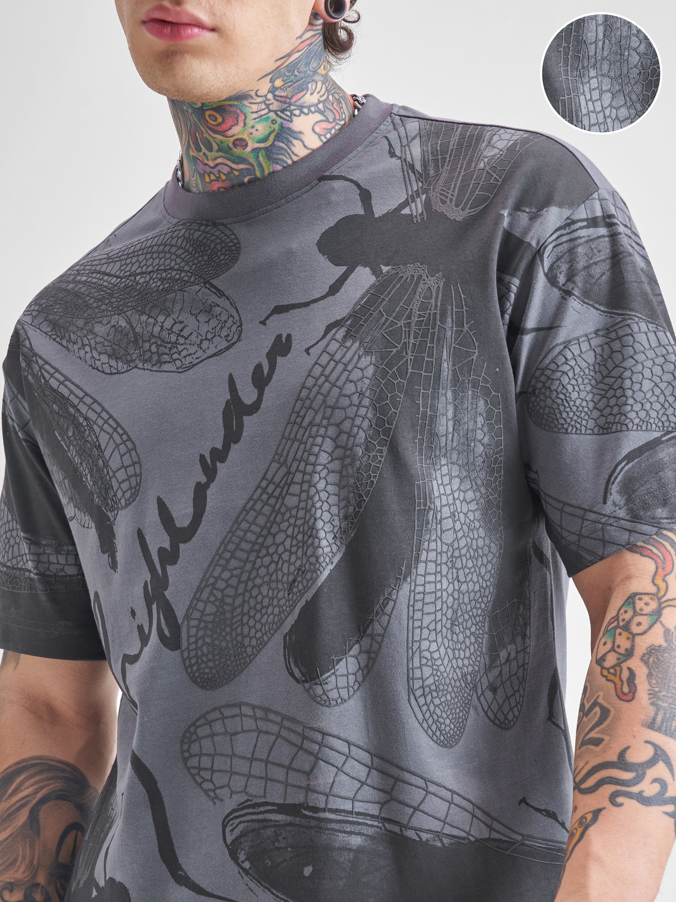 Highlander Men Grey Printed Round Neck T-Shirt - Grey - Image 5