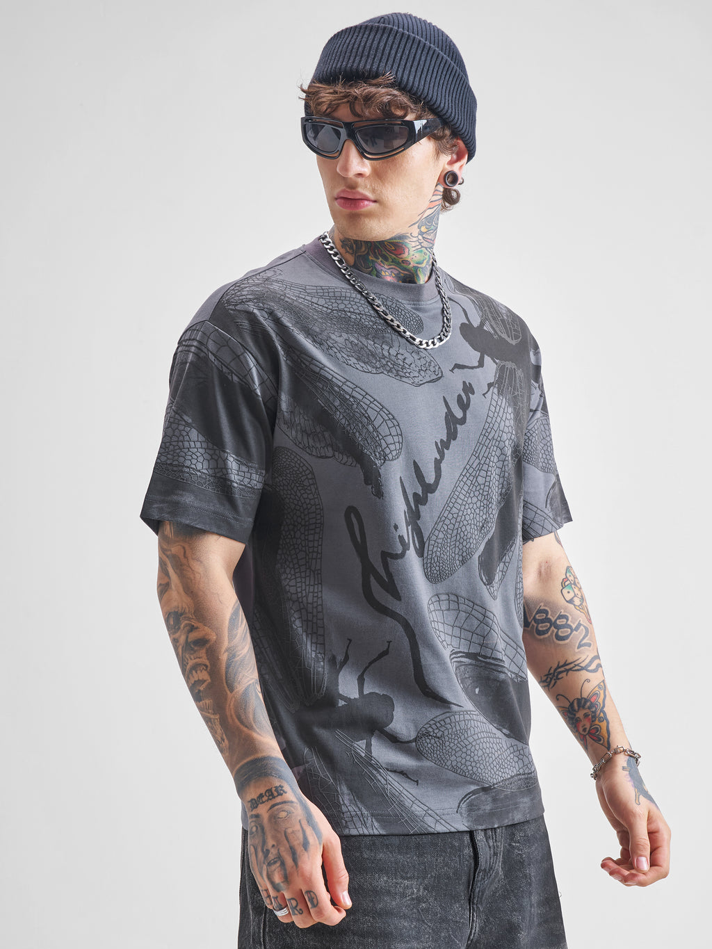 Highlander Men Grey Printed Round Neck T-Shirt - Grey - Image 6