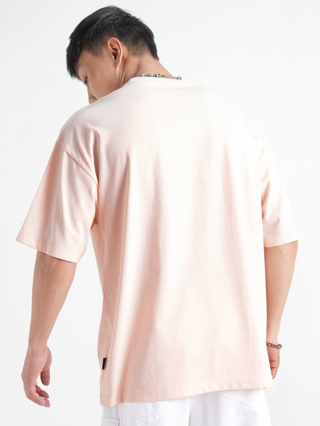 Highlander Men Peach Printed Round Neck Oversized Fit T-Shirt - Peach - Image 3
