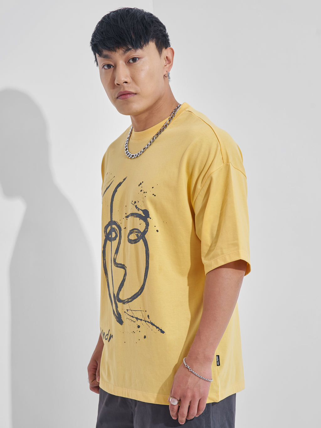 Highlander Men Yellow Printed Round Neck Oversized Fit T-Shirt - Yellow - Image 4