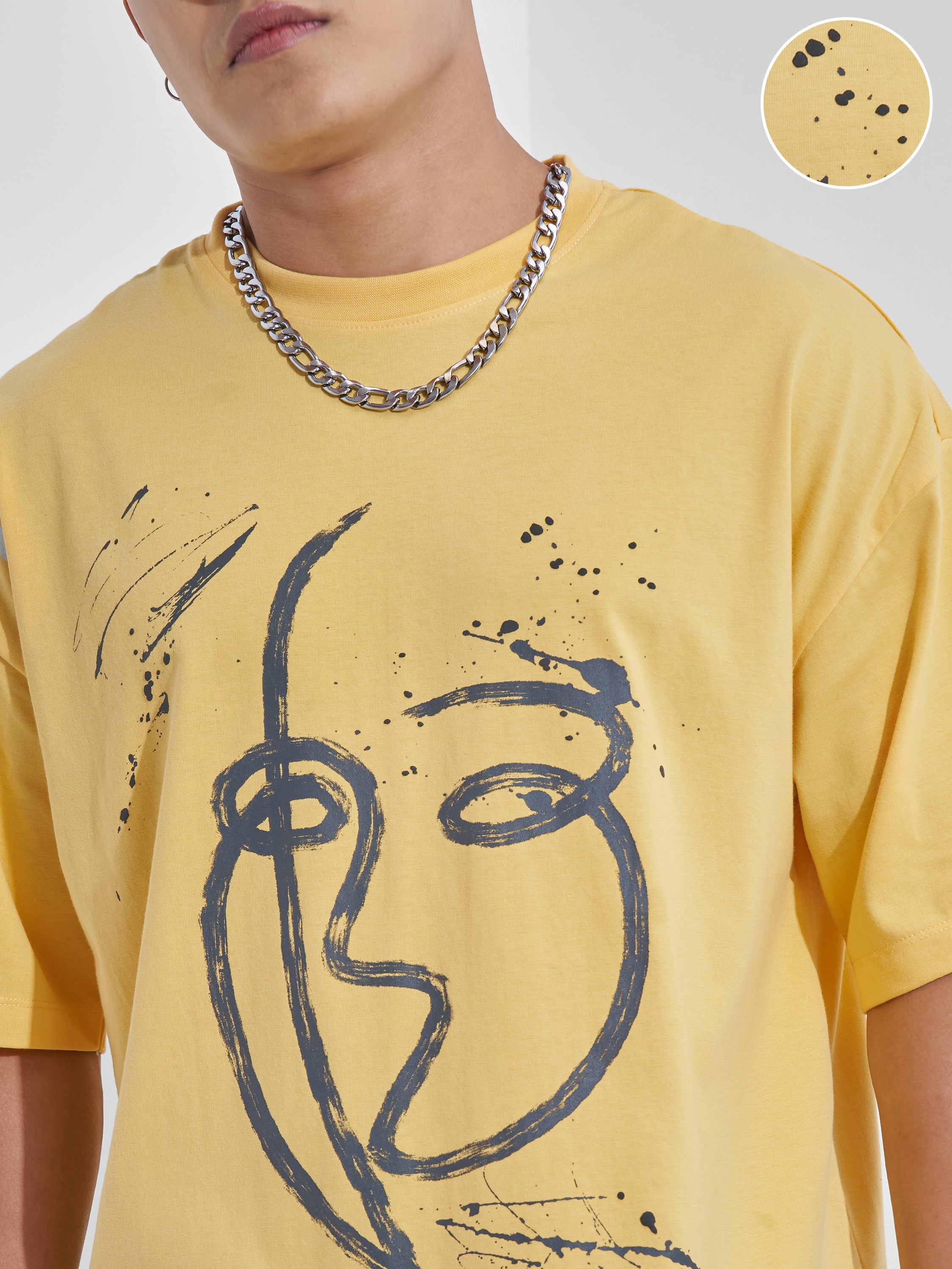 Highlander Men Yellow Printed Round Neck Oversized Fit T-Shirt - Yellow - Image 5