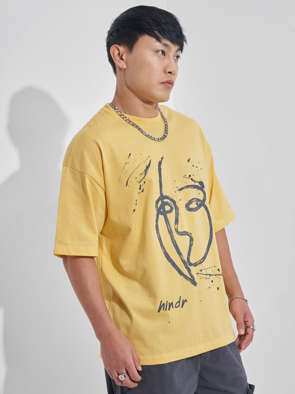 Highlander Men Yellow Printed Round Neck Oversized Fit T-Shirt - Yellow - Image 6