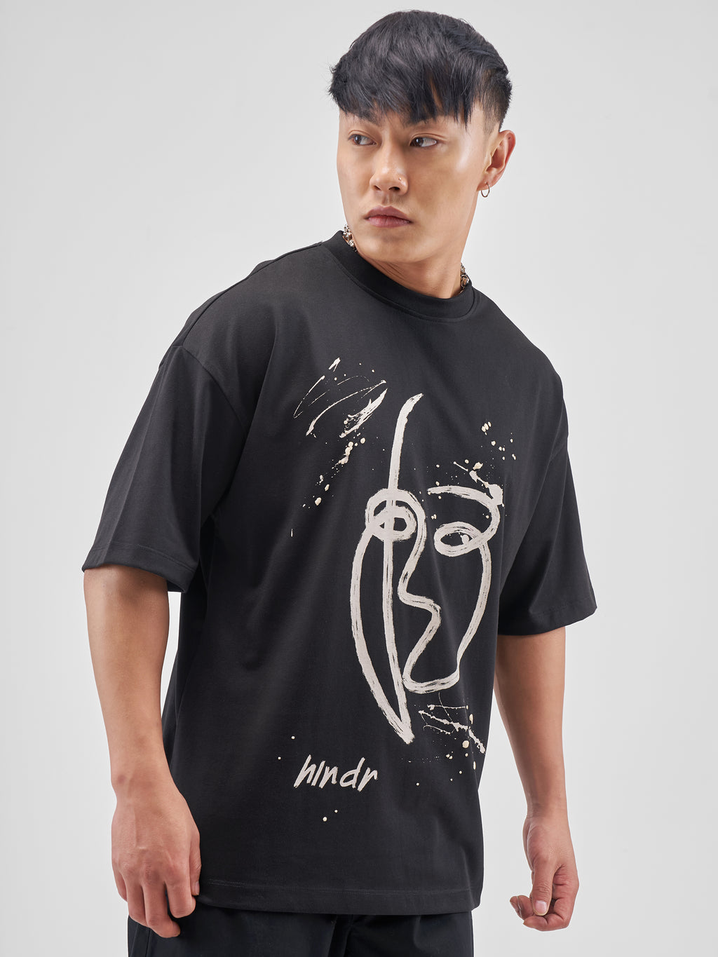 Highlander Men Black Printed Round Neck Oversized Fit T-Shirt - Black - Image 6