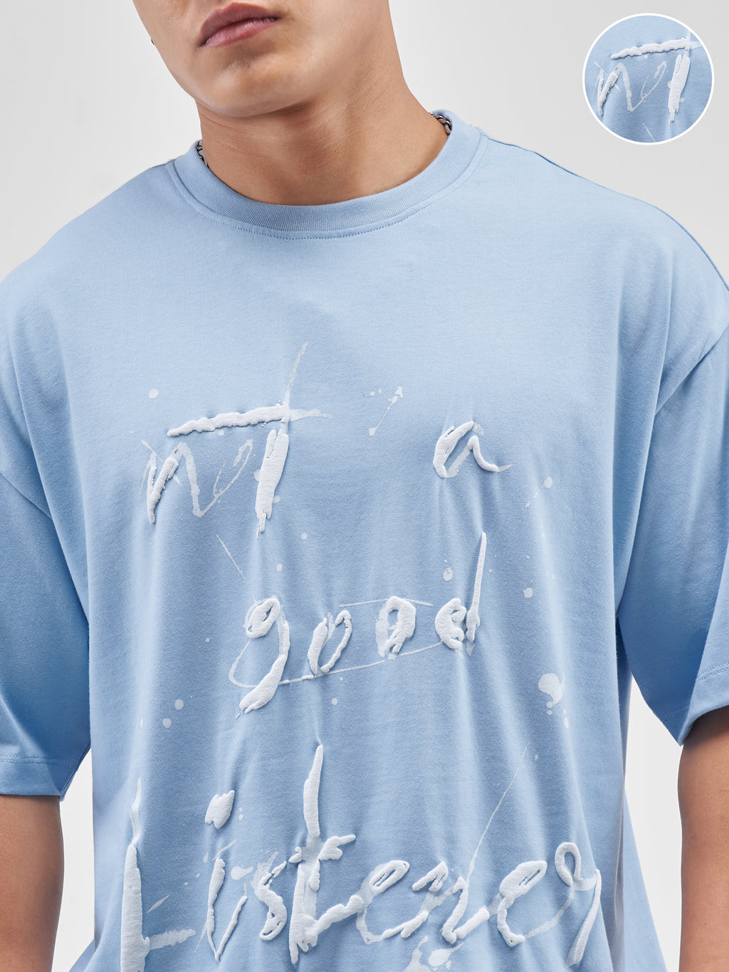 Highlander Men Blue Printed Round Neck Oversized Fit T-Shirt - Blue - Image 5