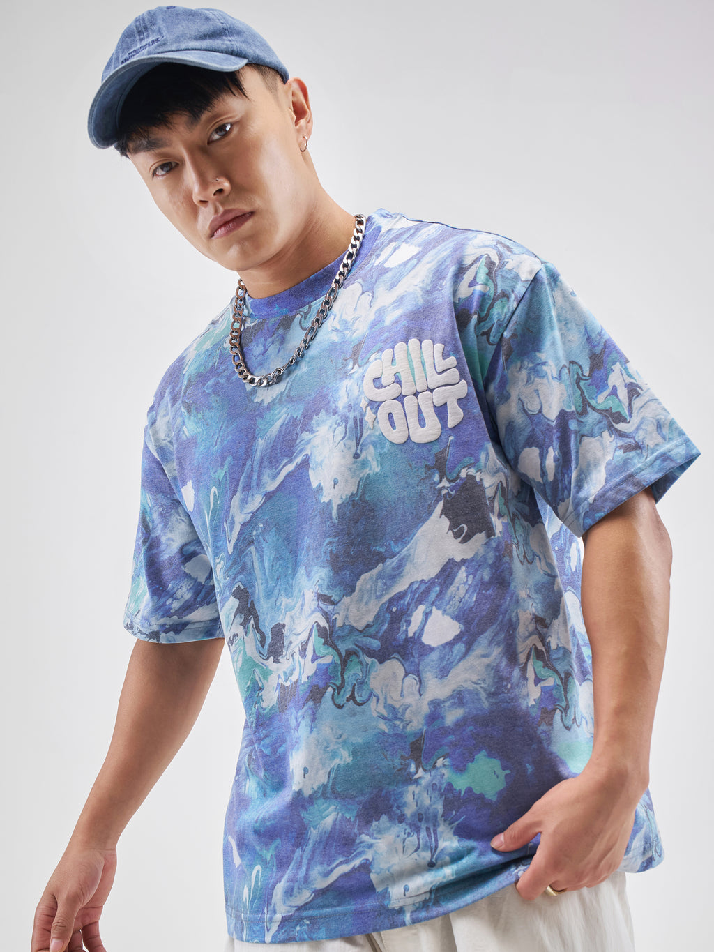 Highlander Men Blue Printed Round Neck T-Shirt - Blue - Image 1