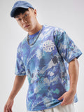Highlander Men Blue Printed Round Neck T-Shirt - Blue - Image 1