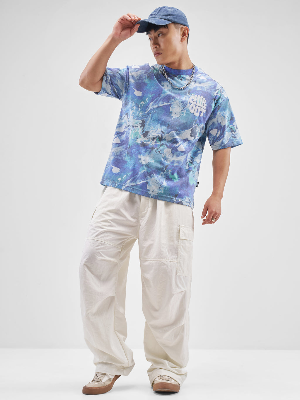 Highlander Men Blue Printed Round Neck T-Shirt - Blue - Image 2