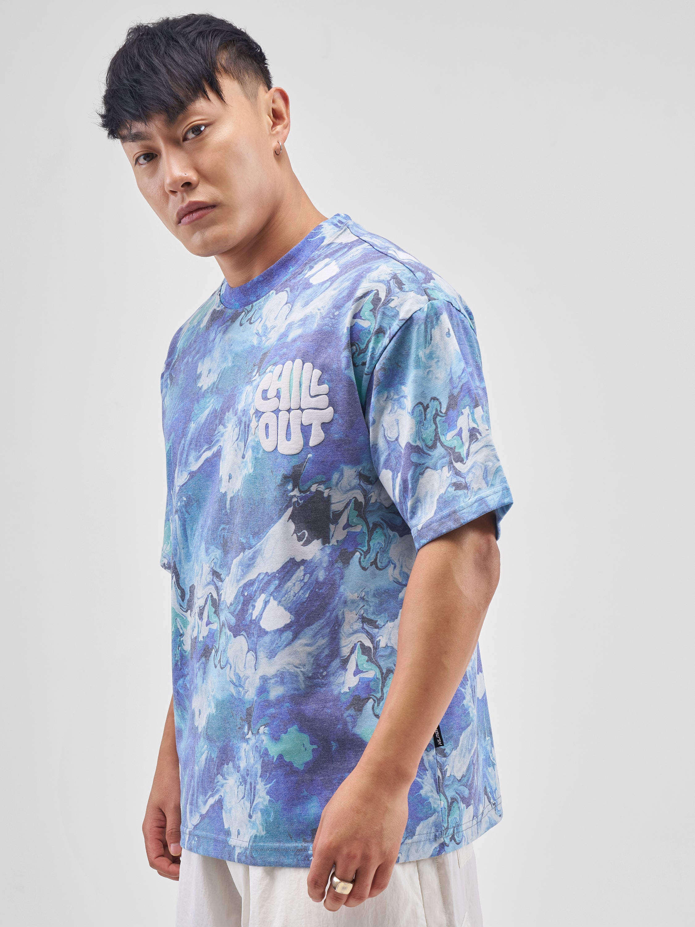 Highlander Men Blue Printed Round Neck T-Shirt - Blue - Image 4