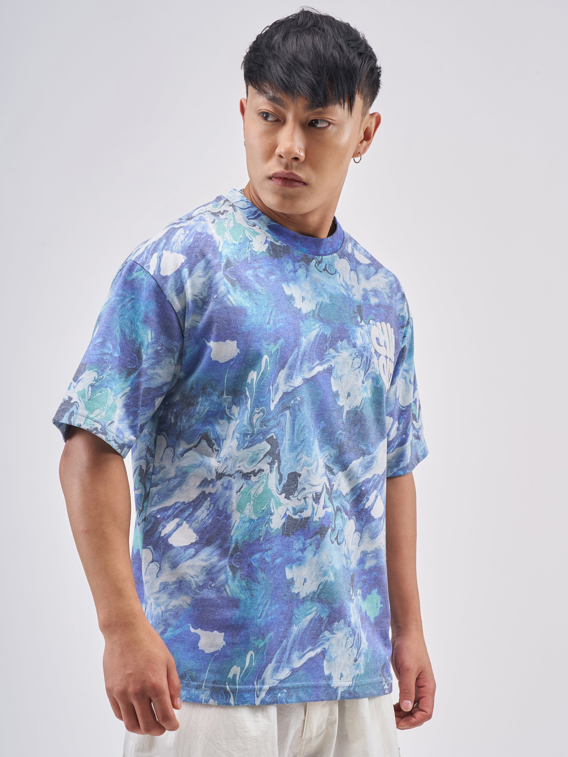 Highlander Men Blue Printed Round Neck T-Shirt - Blue - Image 6