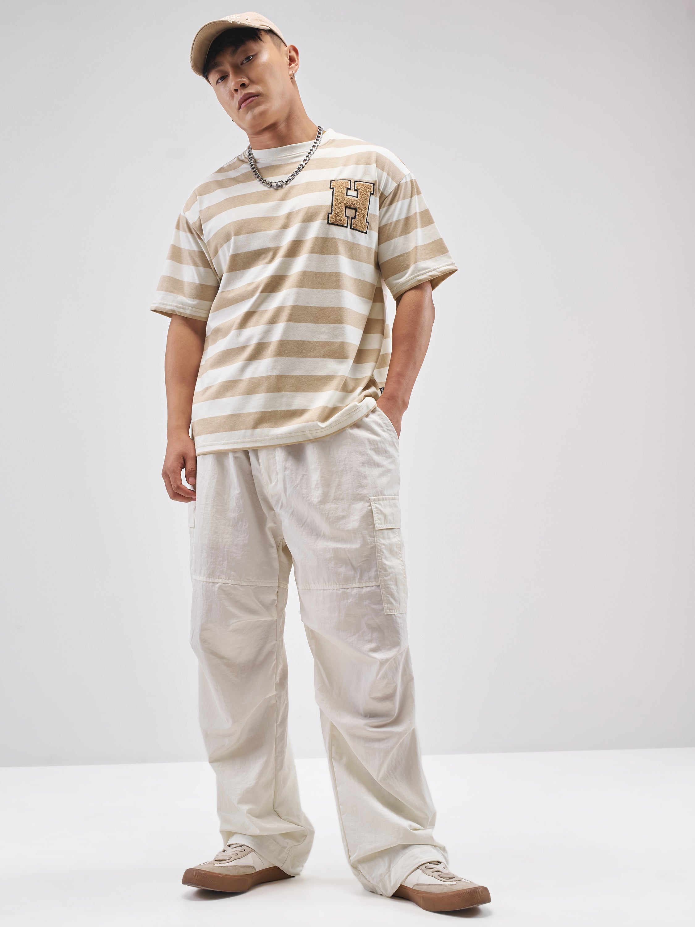 Highlander Men Brown Striped Round Neck T-Shirt - Brown - Image 2