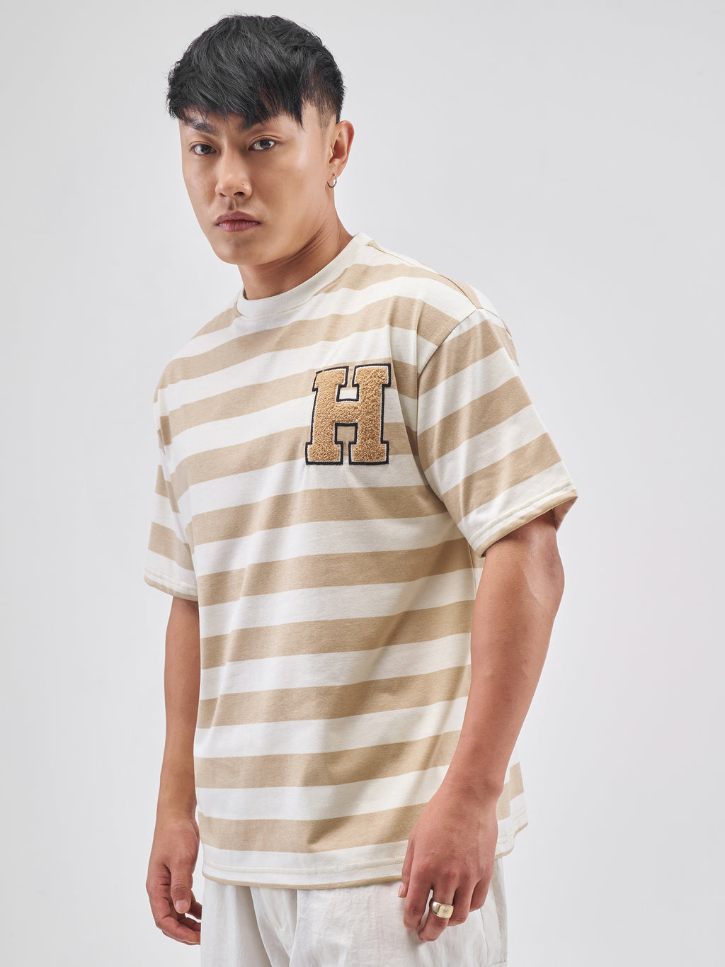 Highlander Men Brown Striped Round Neck T-Shirt - Brown - Image 4