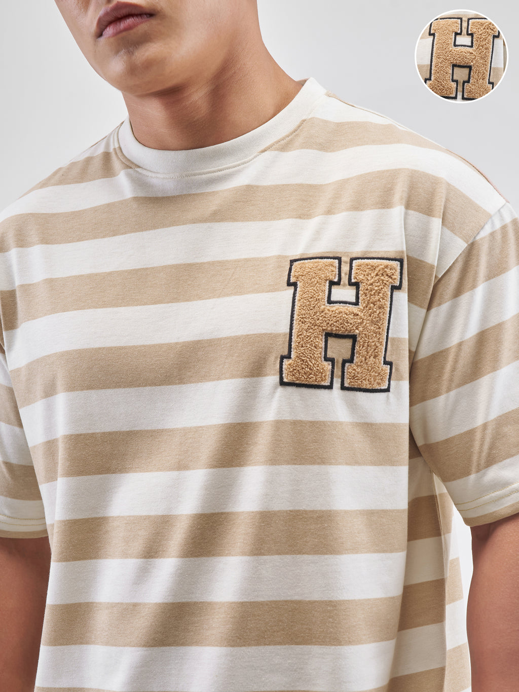 Highlander Men Brown Striped Round Neck T-Shirt - Brown - Image 5