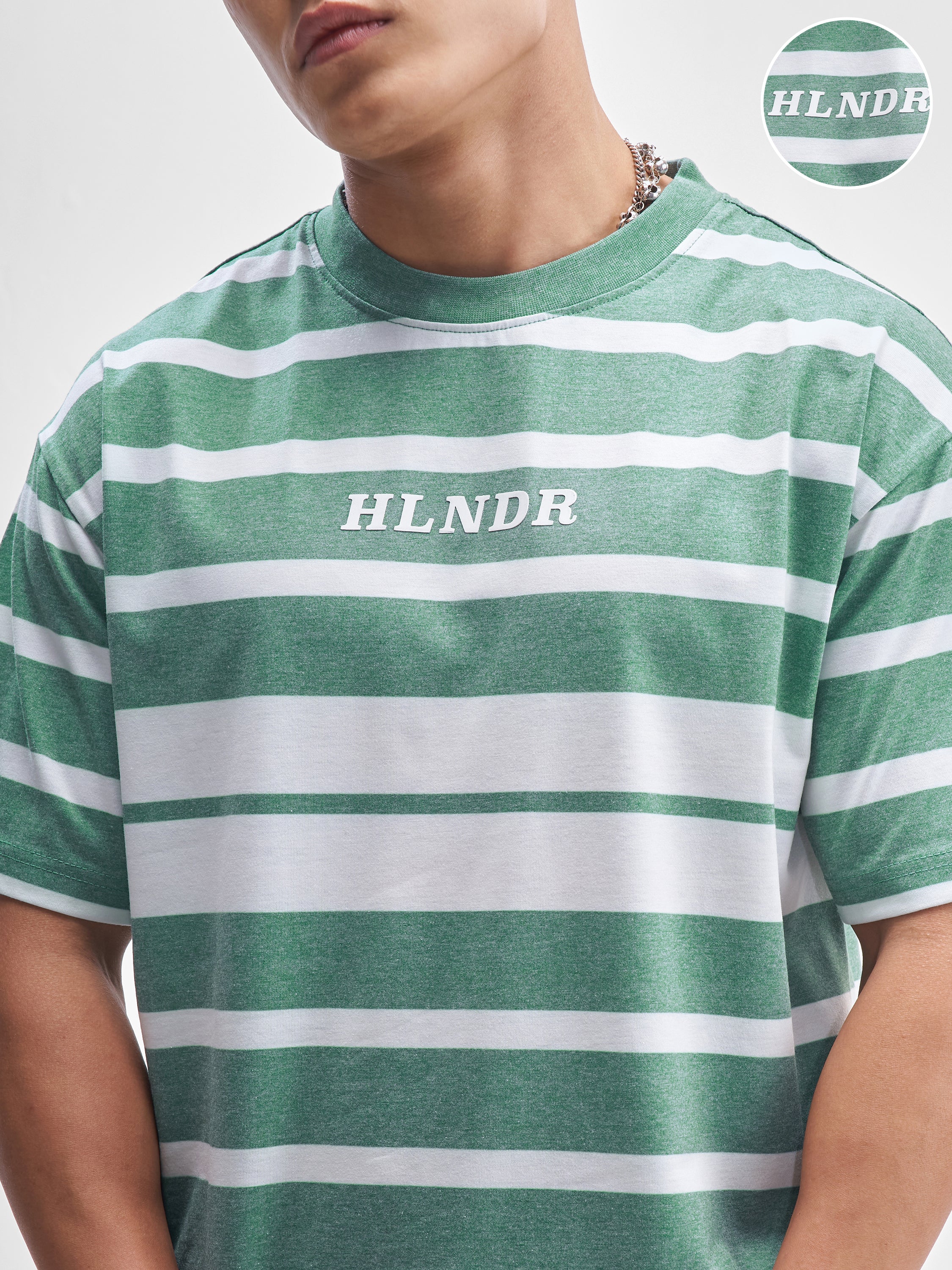 Highlander Men Green Striped Round Neck T-Shirt - Green - Image 5