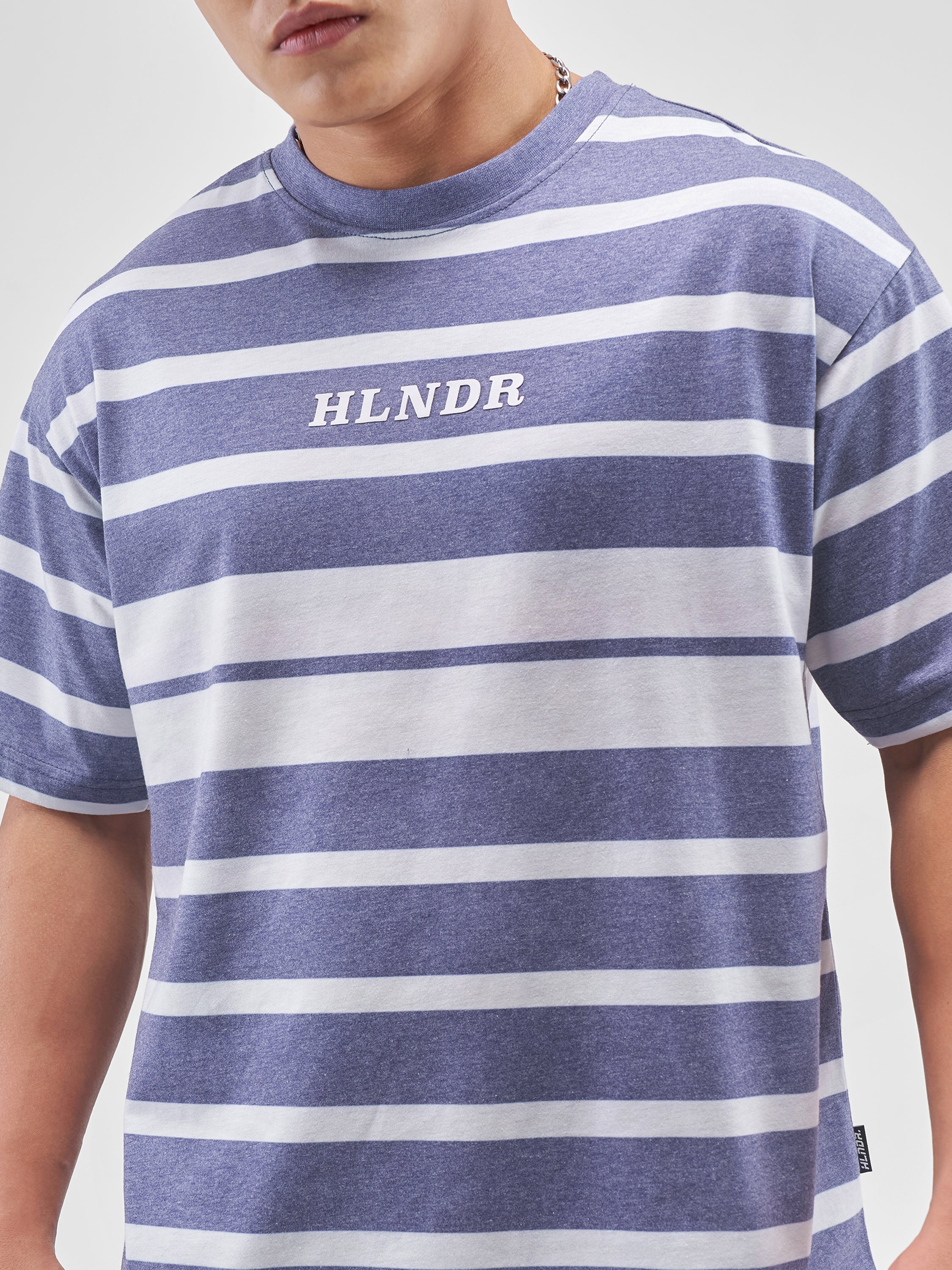 Highlander Men Blue Striped Round Neck T-Shirt - Blue - Image 5