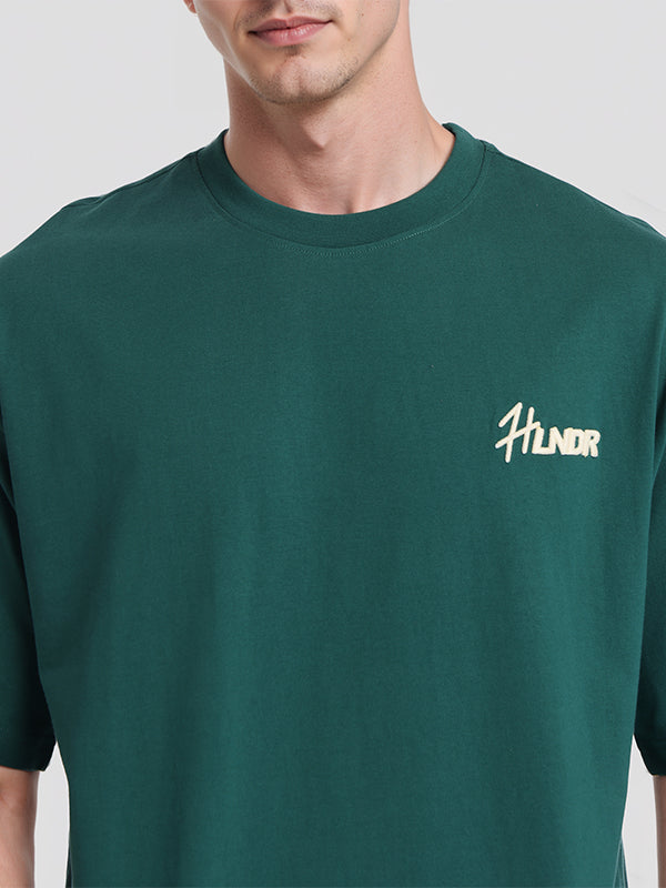 Highlander Men Green Printed Round Neck Oversized Fit T-Shirt - Green - Image 5