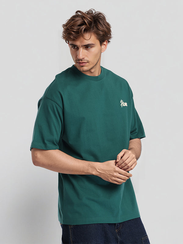 Highlander Men Green Printed Round Neck Oversized Fit T-Shirt - Green - Image 6