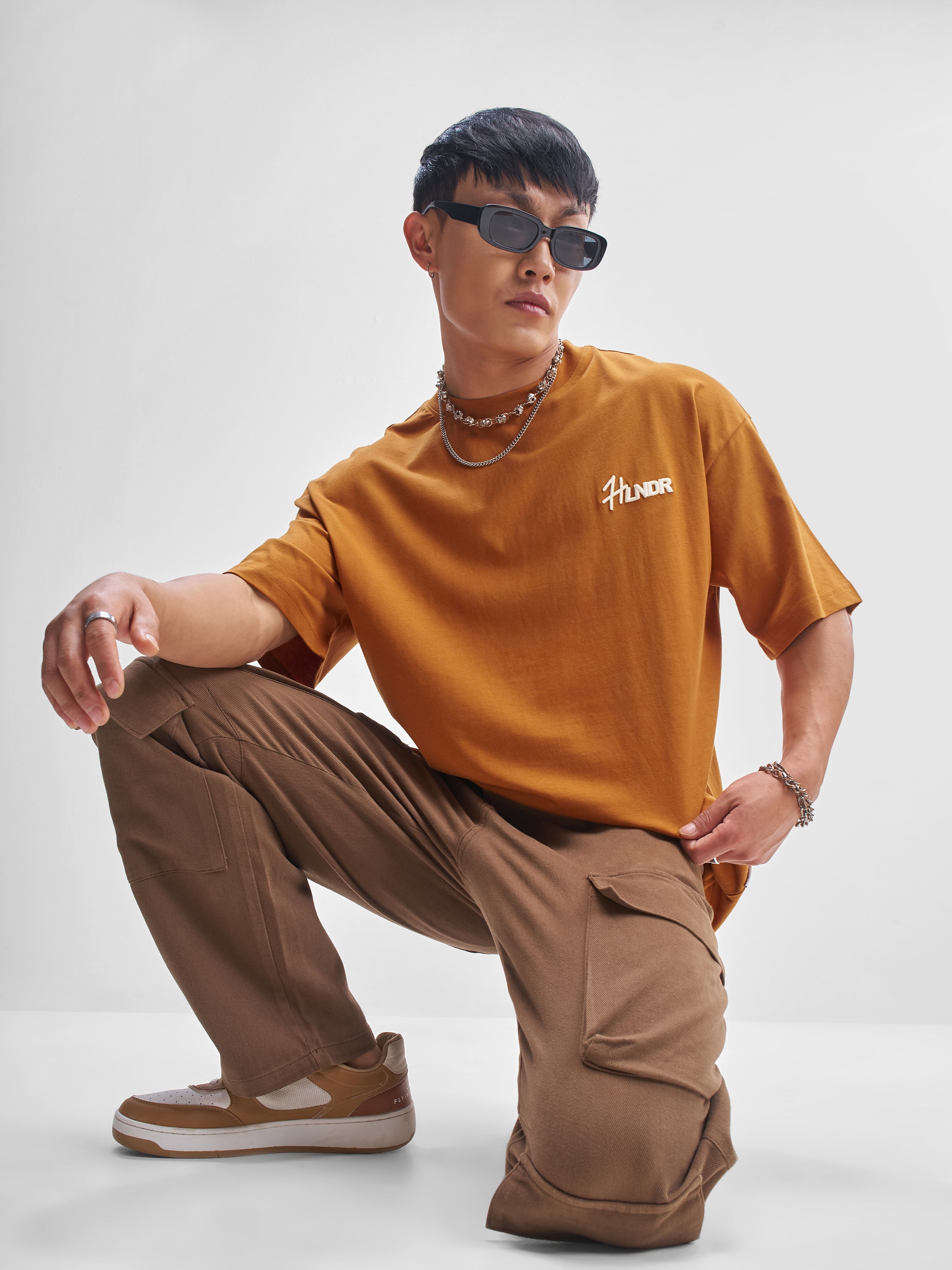 Highlander Men Rust Printed Round Neck Oversized Fit T-Shirt - Rust - Image 2