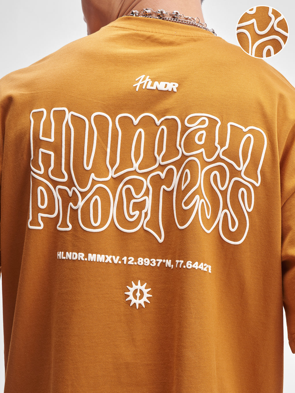 Highlander Men Rust Printed Round Neck Oversized Fit T-Shirt - Rust - Image 5