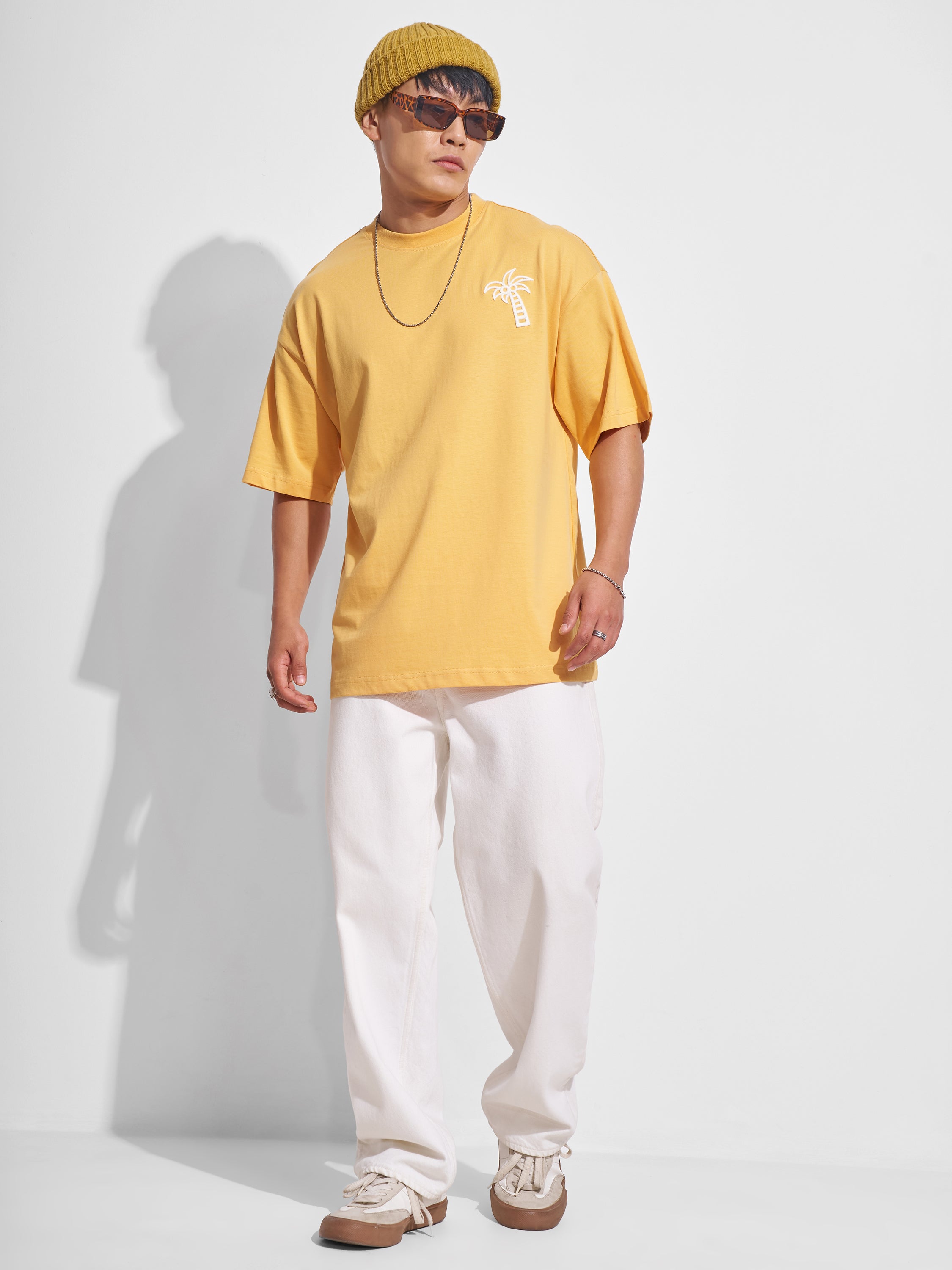 Highlander Men Yellow Printed Round Neck Oversized Fit T-Shirt - Yellow - Image 2