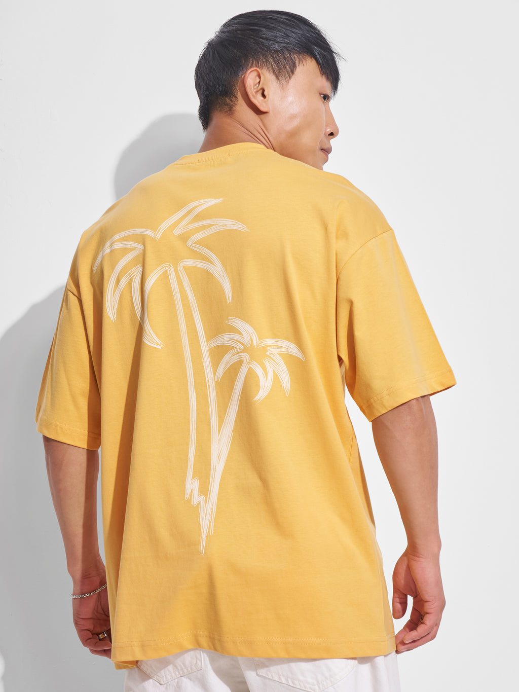 Highlander Men Yellow Printed Round Neck Oversized Fit T-Shirt - Yellow - Image 3