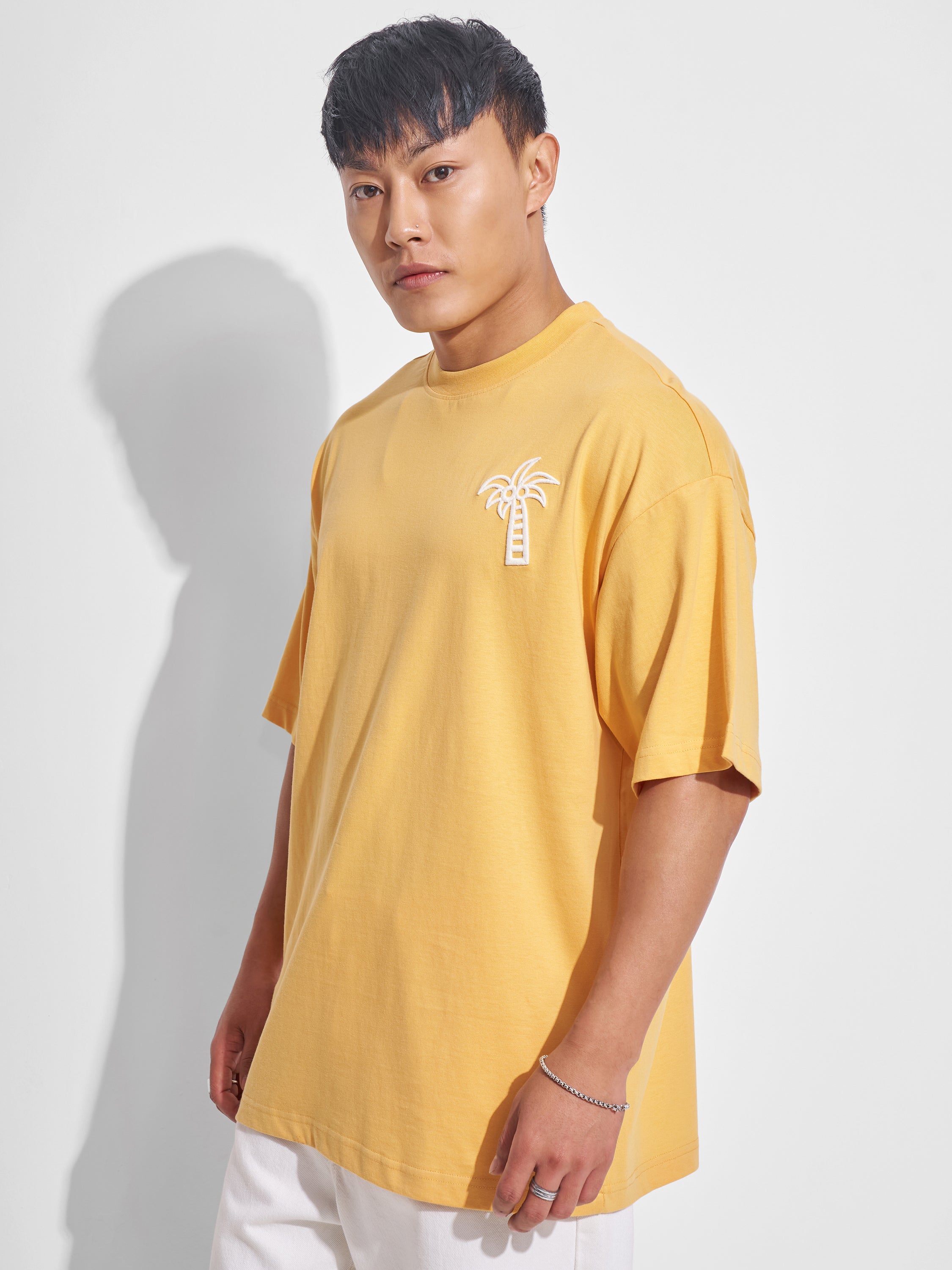 Highlander Men Yellow Printed Round Neck Oversized Fit T-Shirt - Yellow - Image 4